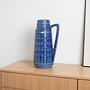 Blaue Keramikvase 1960er Jahre 8