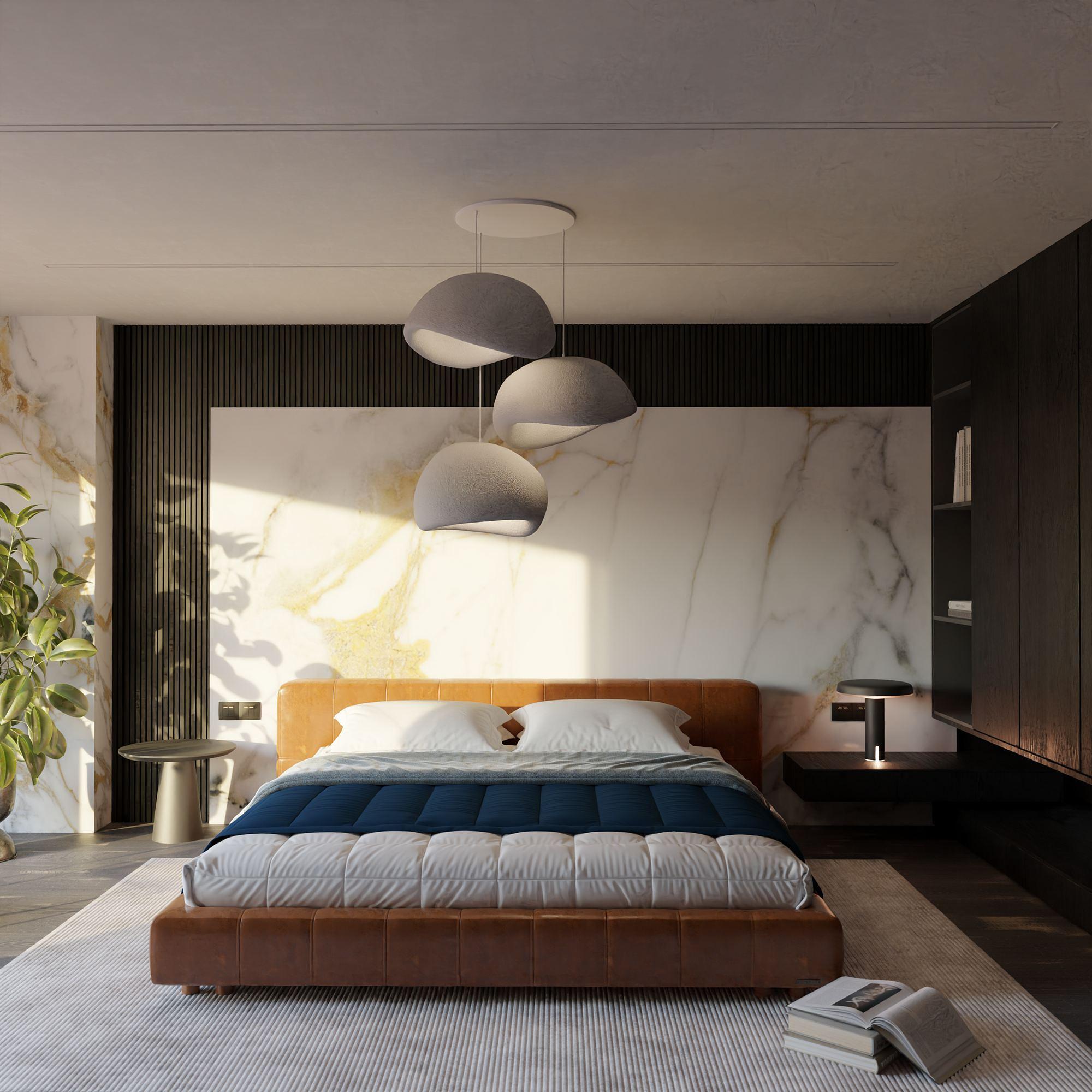 3-Flammig Wabi Sabi Sandhollows Pendelleuchte Beton Grau 4