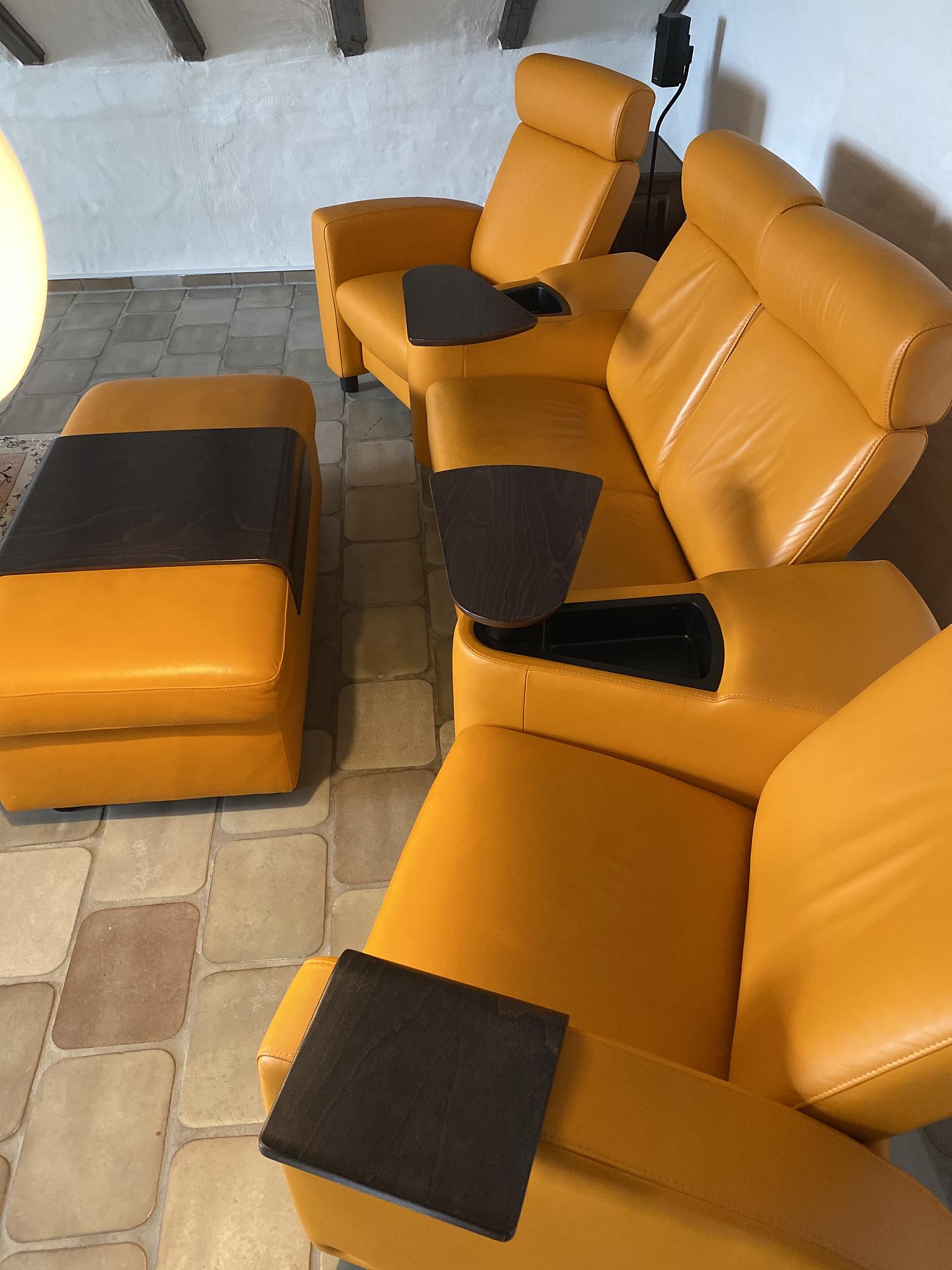 Arion 4-seater sofa with ottoman Leather 7