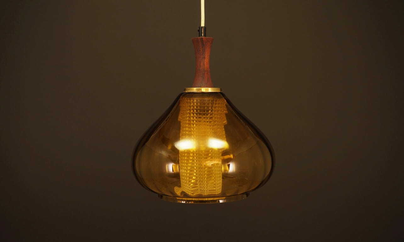 Vintage Pendant Lamp Glass Brown 1970s 1
