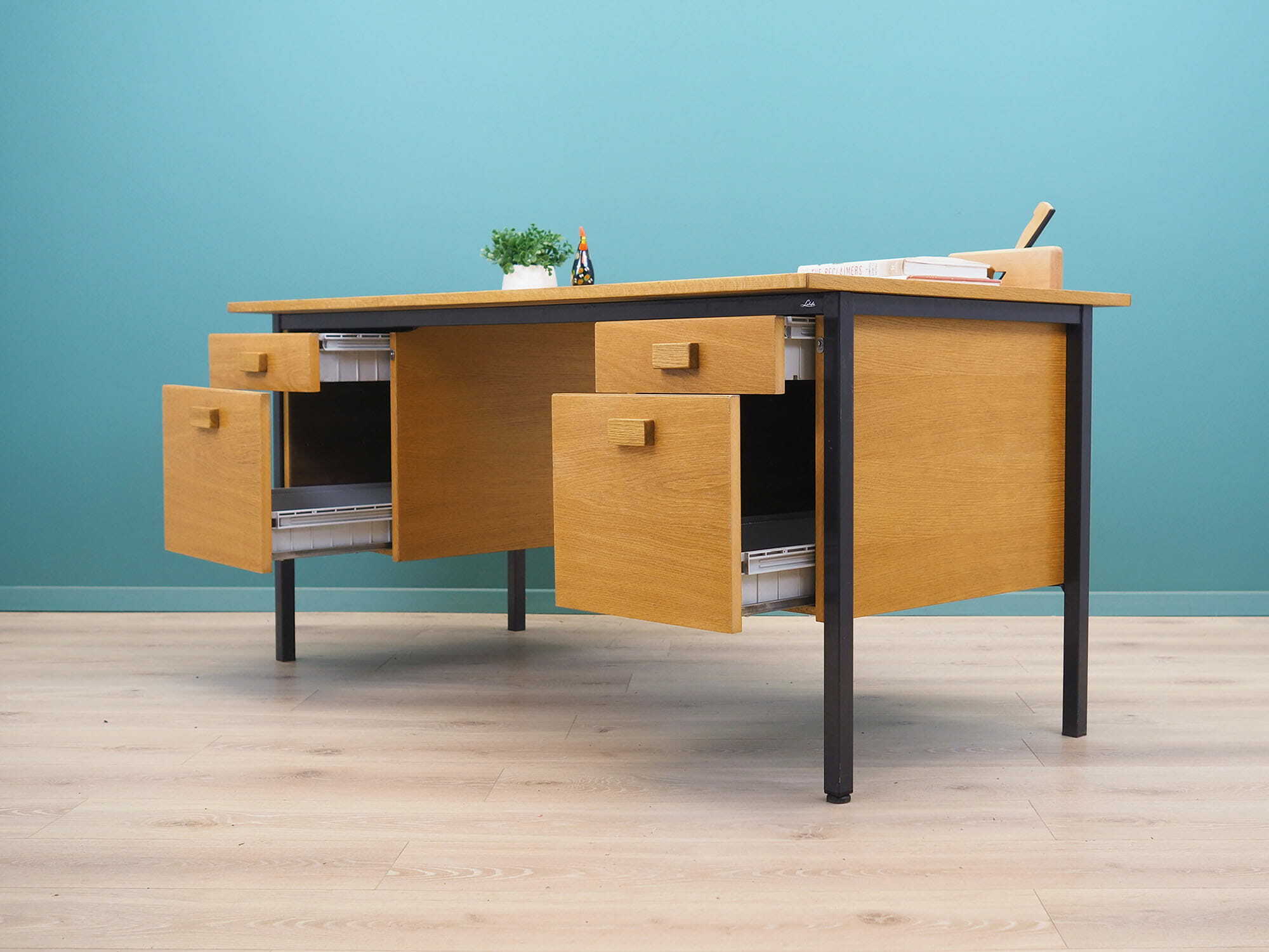 Vintage Desk Ash Wood Brown 1980s 3