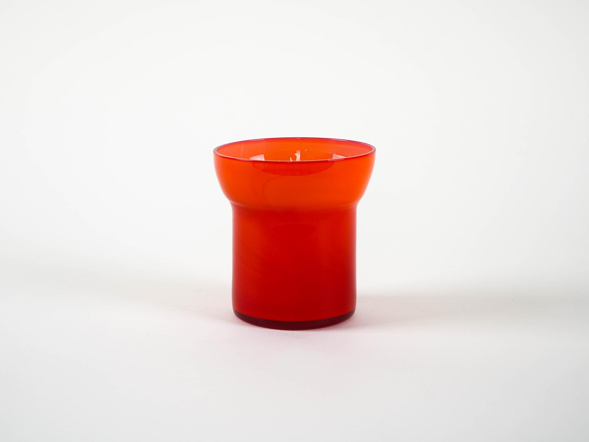 Glass Vase Red 1970s 2