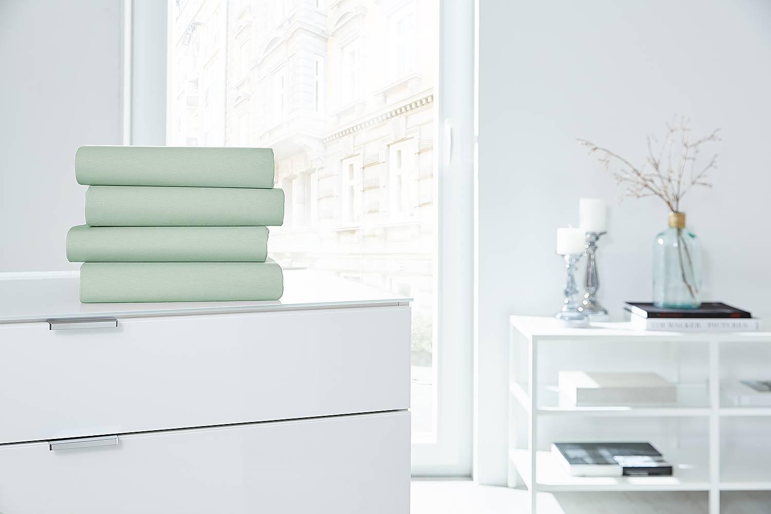 Spannbettttuch Baumwolle Lindgrün 190 x 200cm 2