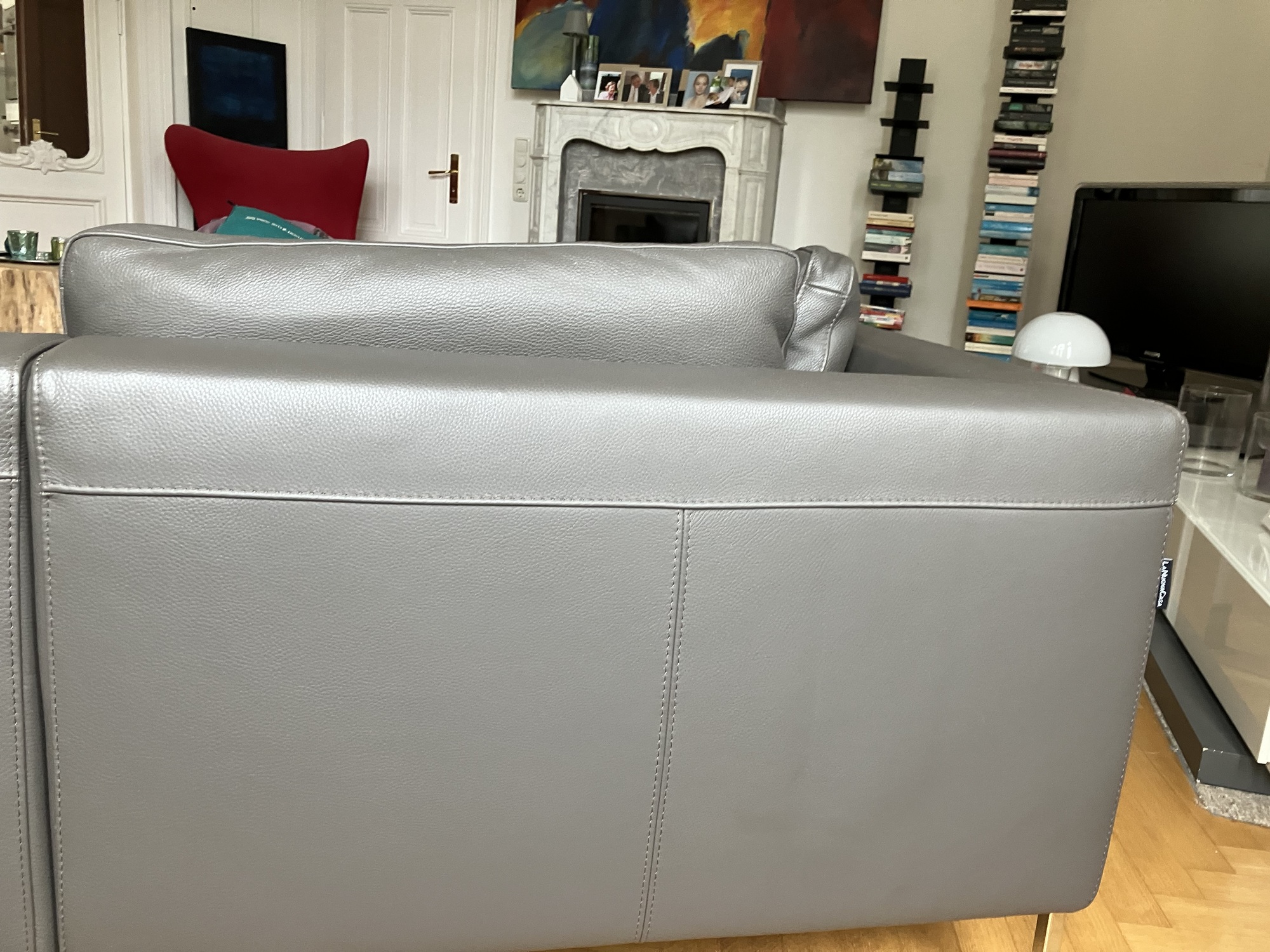Sofa Récamiere Links Leder Metall Grau 4