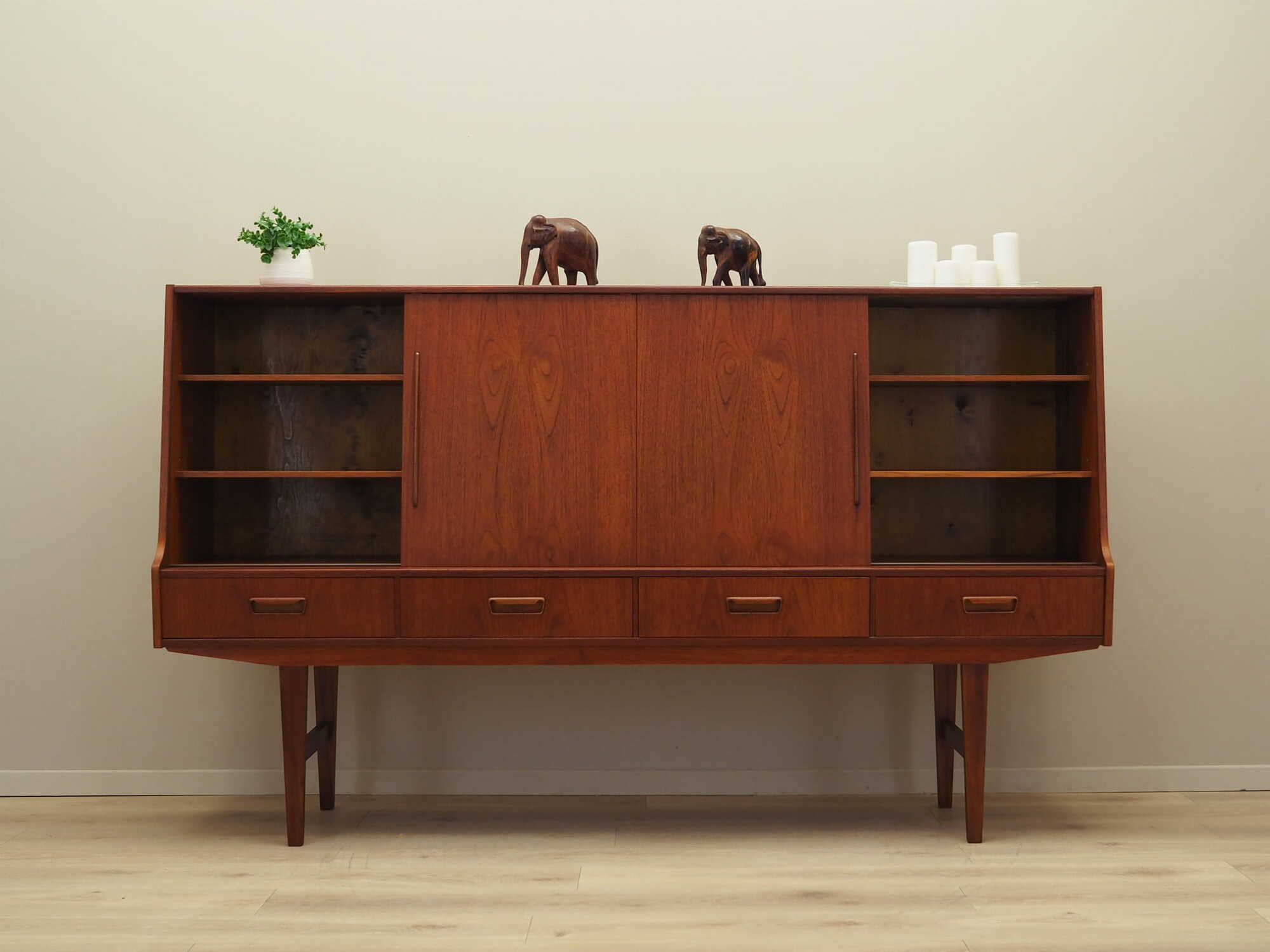 Highboard Teak Wood Brown 1960s 2