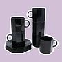 6x Octime Kaffeetasse mit Unterteller Schwarz 1980er Jahre 3