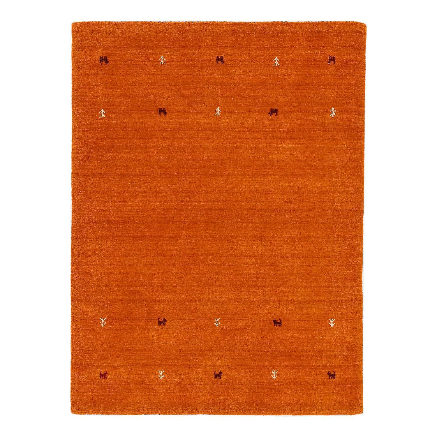 Wollteppich Gabbeh Uni Wolle Orange 120 x 170 cm 0