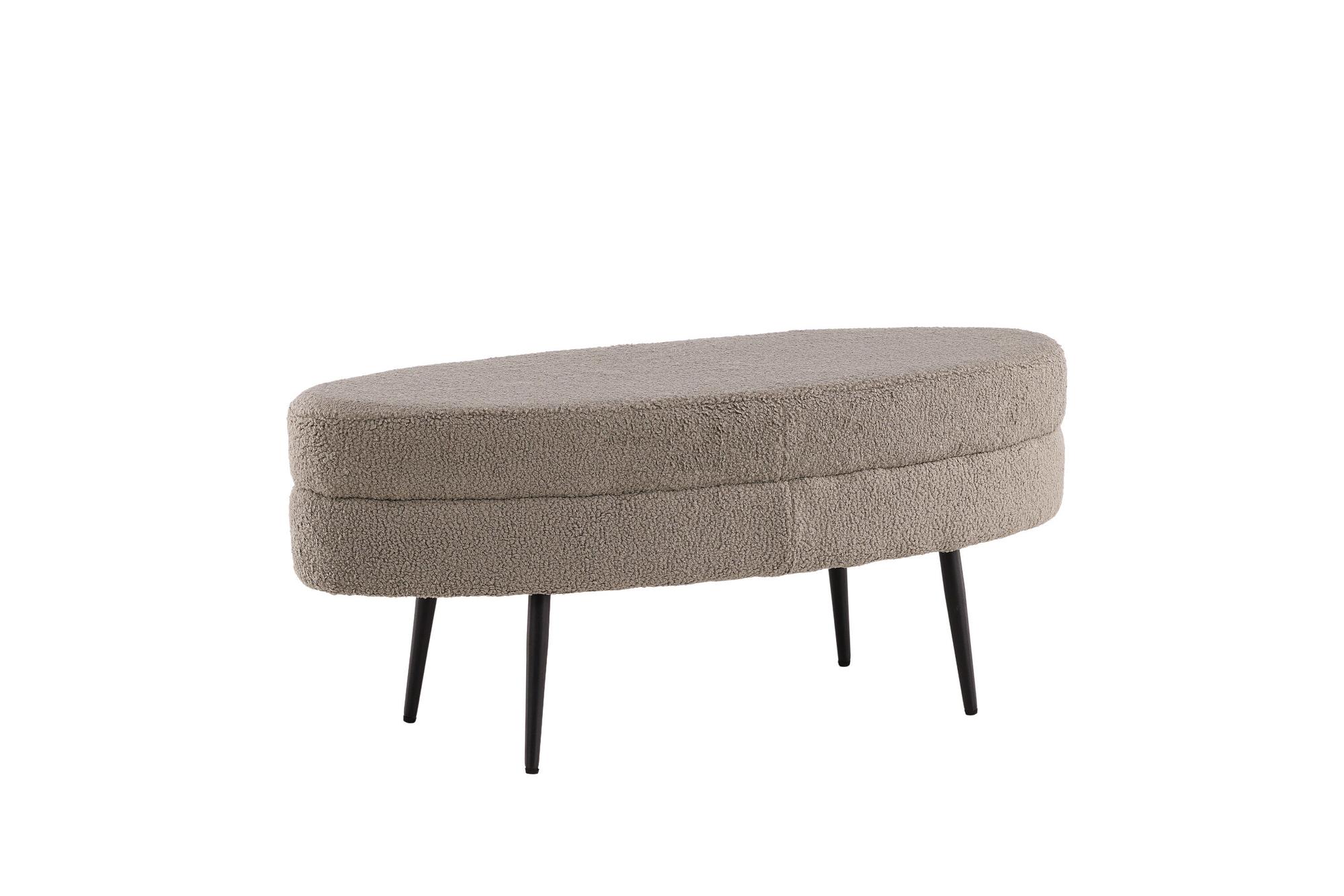 Otto Pouf Teddy Schwarz Beige  5