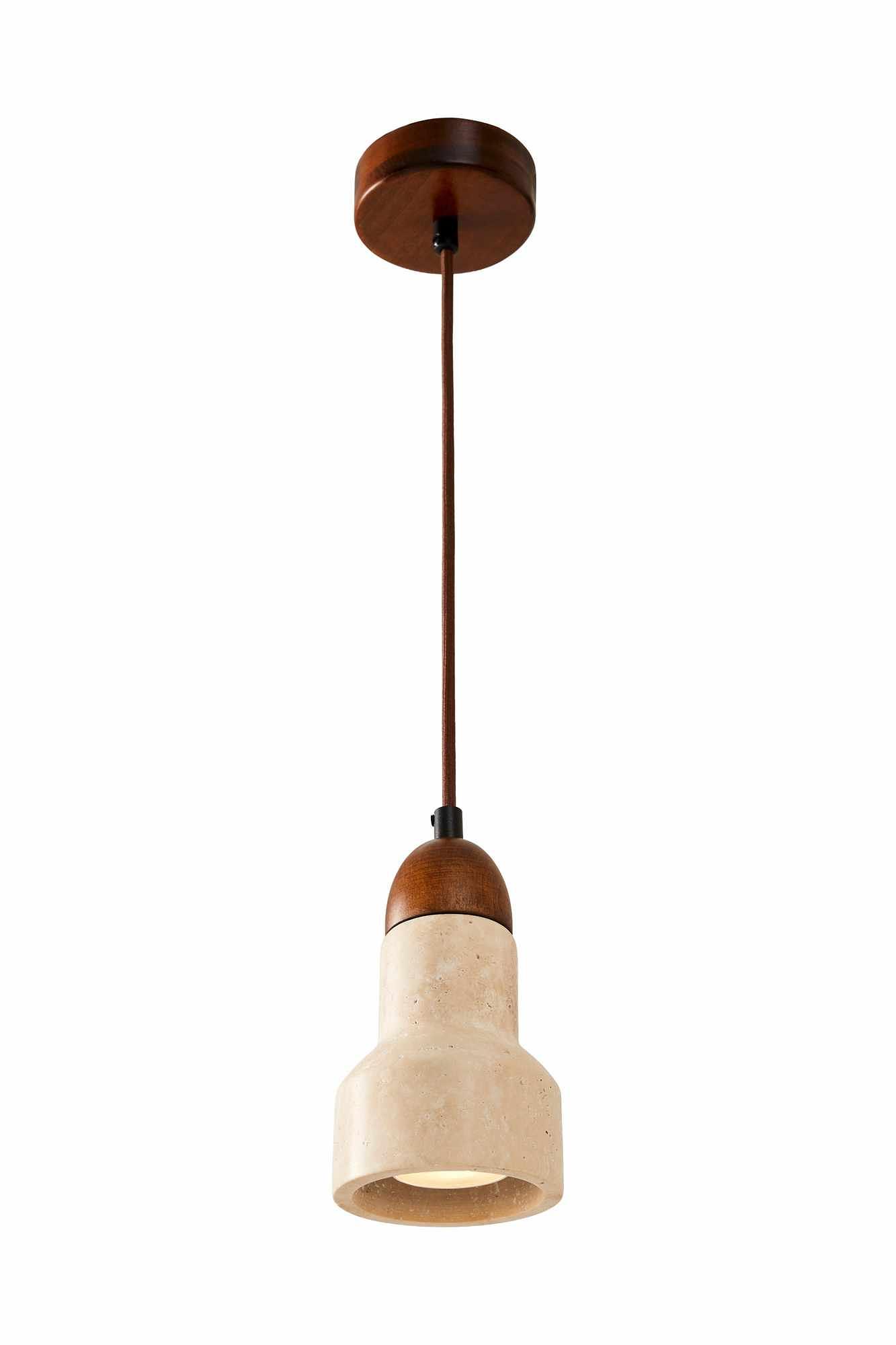 Swis Pendant Light Travertine Walnut Wood Brown 5