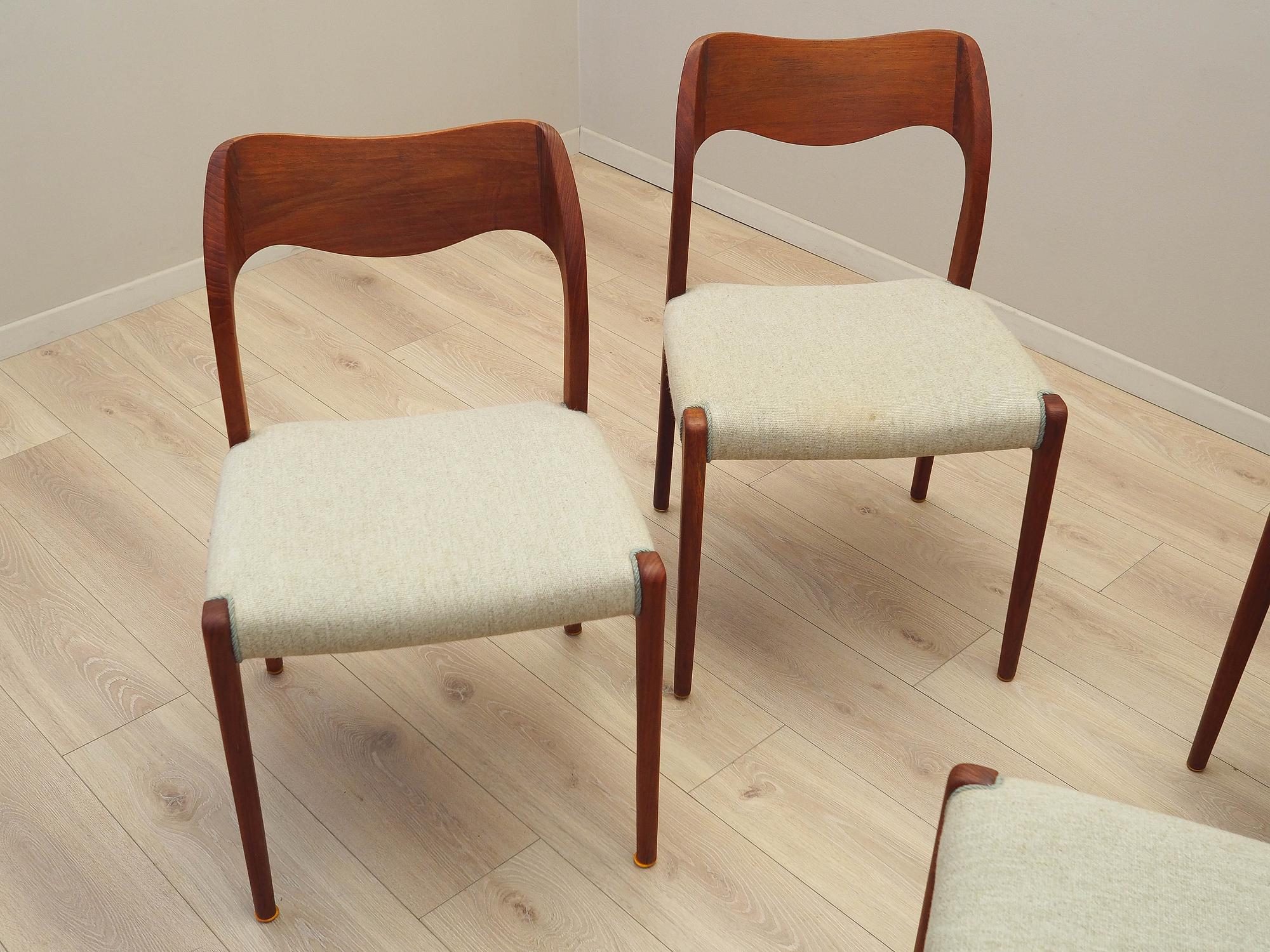 Teak wood chair set 4-piece 1960s, Designer:  6