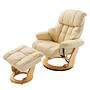 Relaxsessel Grunewald mit Hocker Echtleder Kunstleder Creme 1