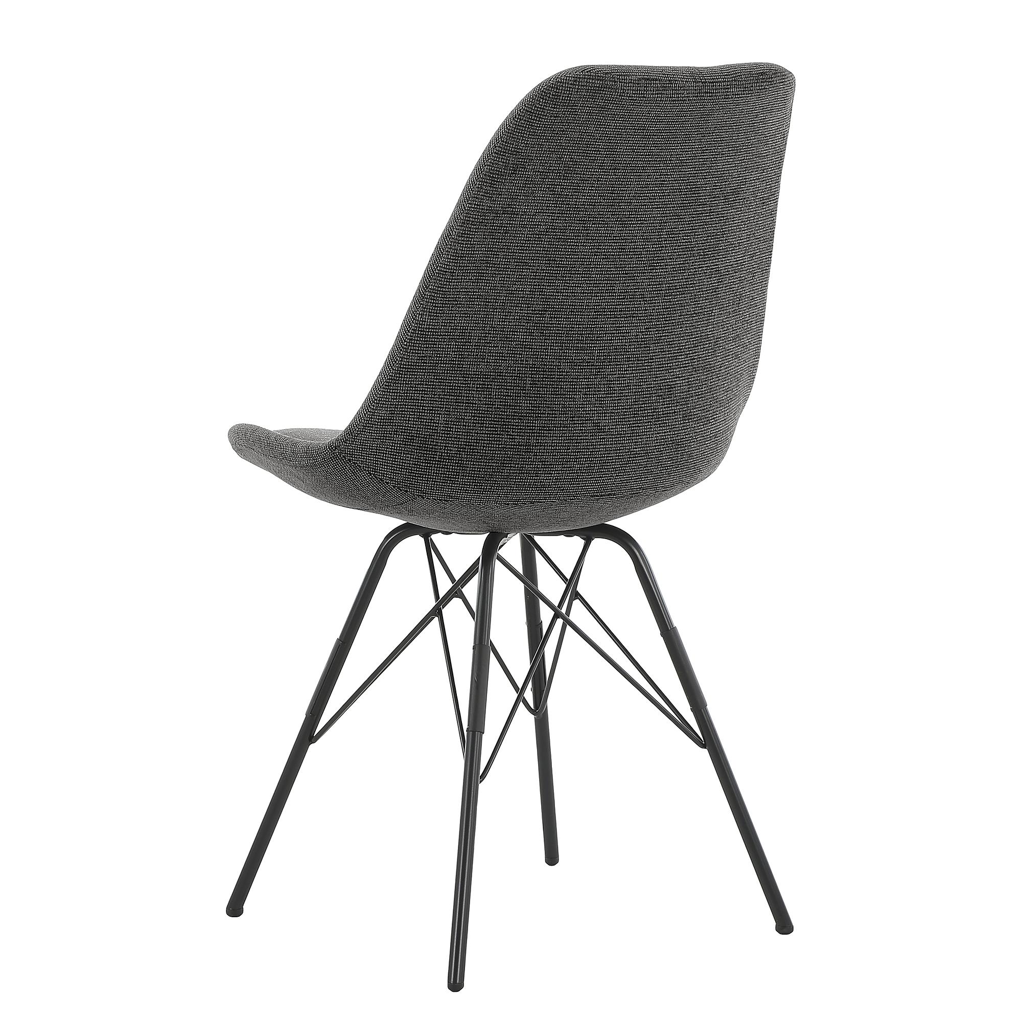 2x Bonito Upholstered Chair Structured Fabric Steel Black Grey 3