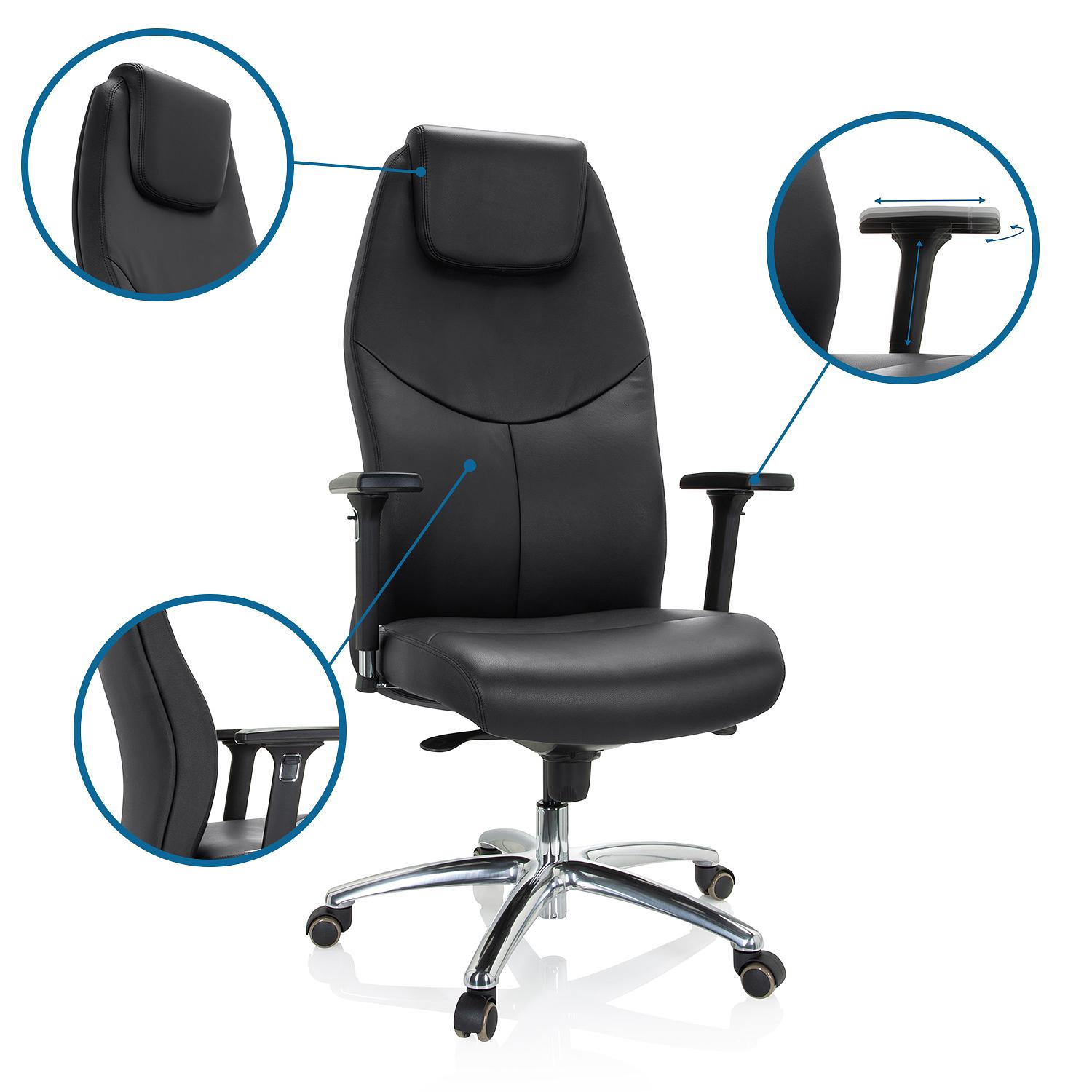 FERRARA Bürostuhl Leder Schwarz 1