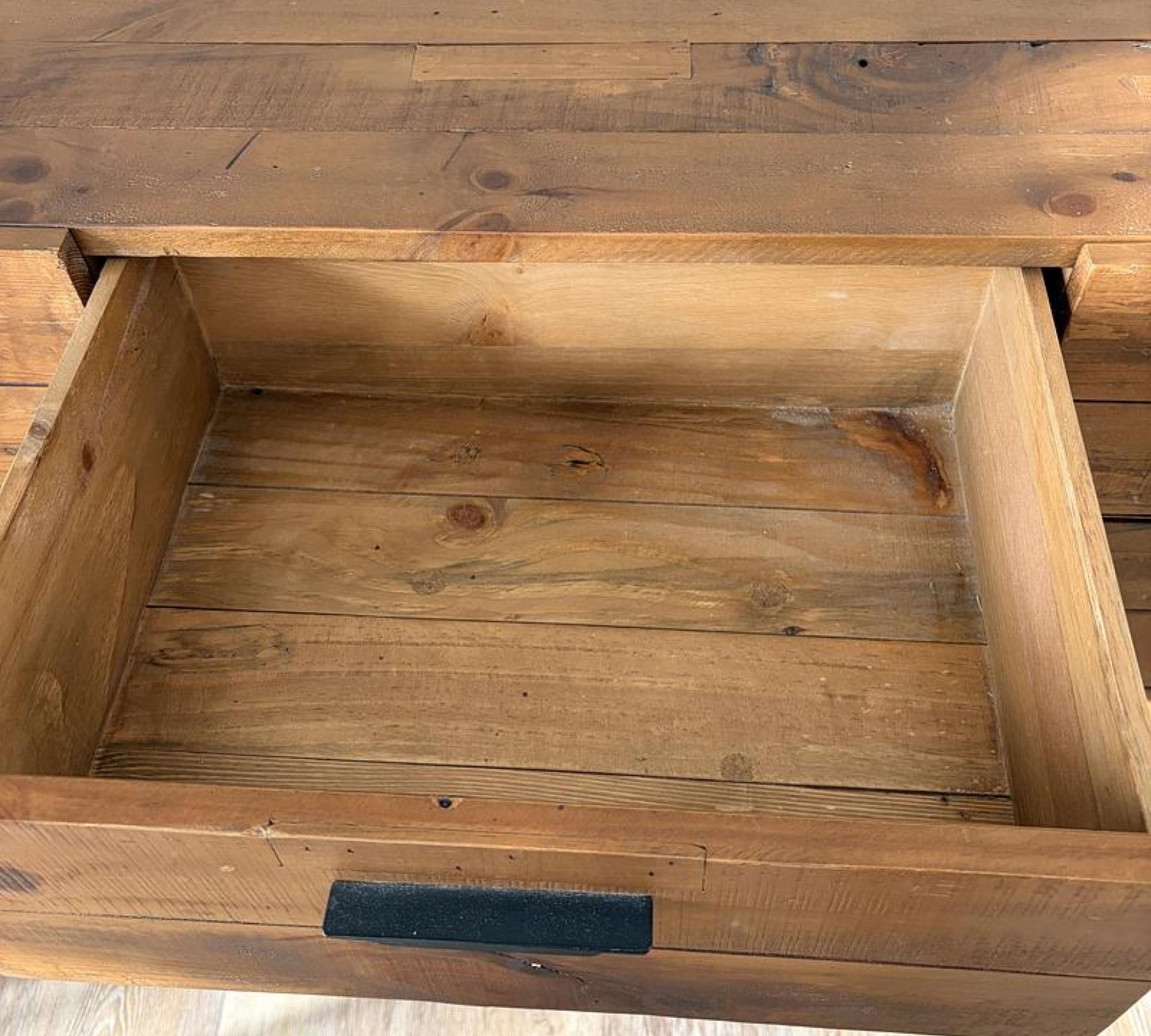 Grasby Sideboard Pinie Massivholz Braun Schwarz 7