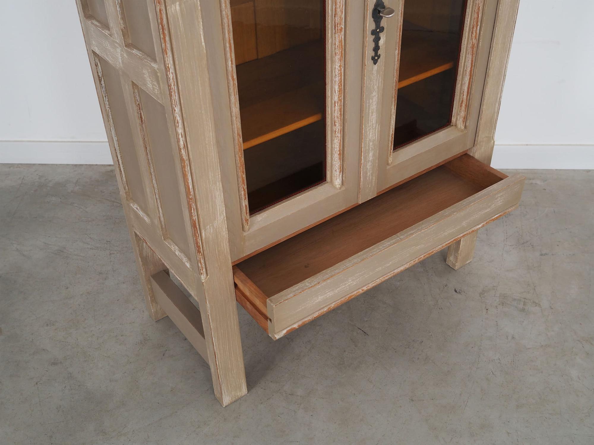 Vintage Vitrine Holz Grau 1960er Jahre  12
