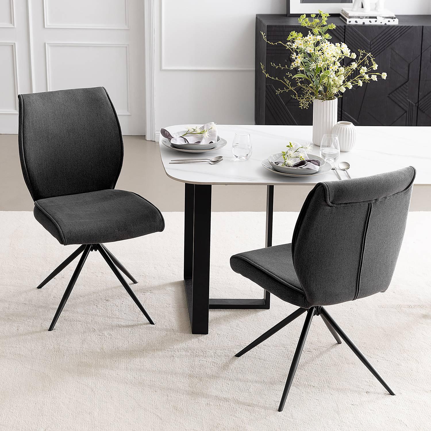 Upholstered chair Ustuna set of 2 flatweave grey 4