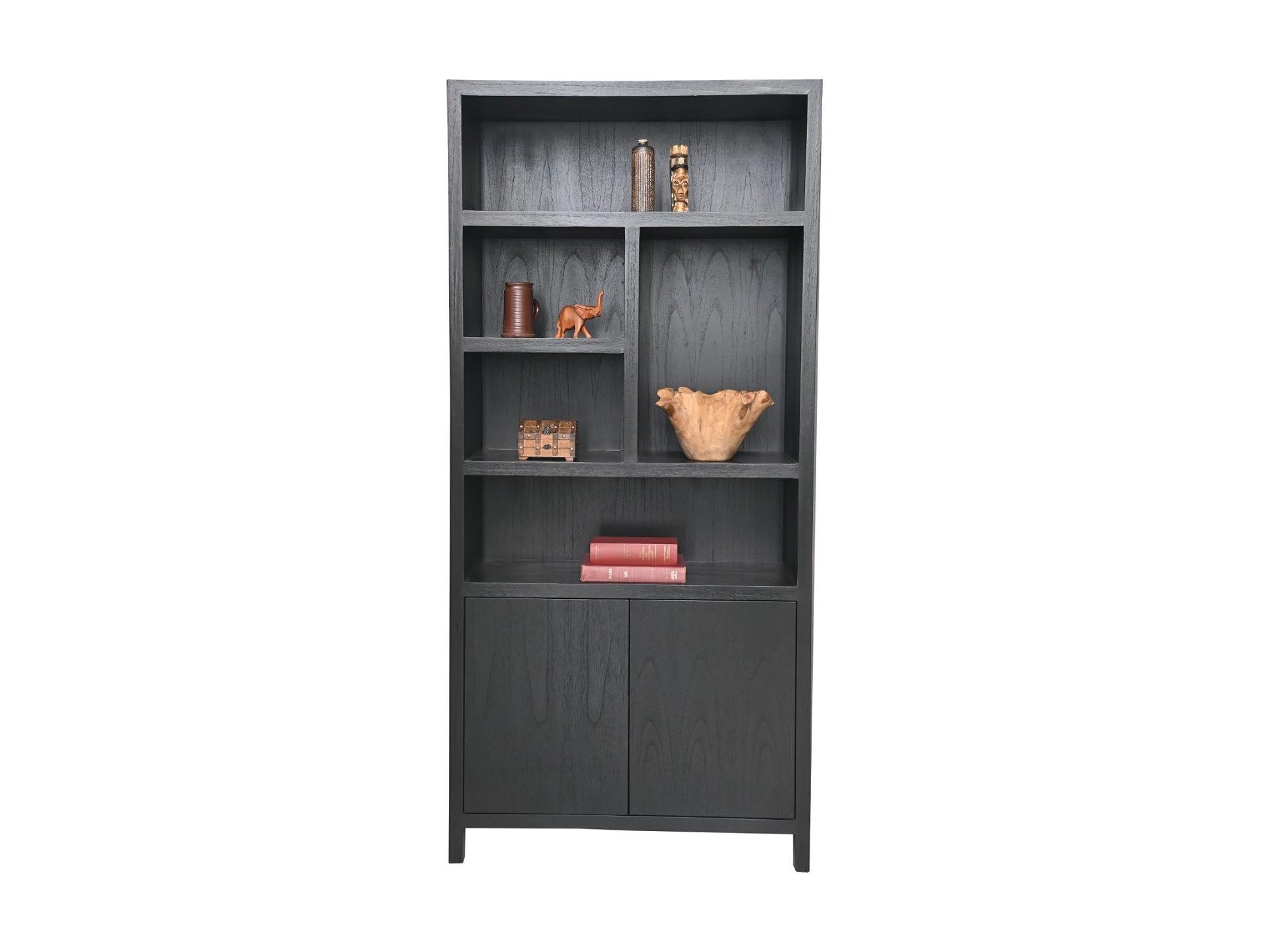 Wandregal Teakholzfurnier Schwarz 1