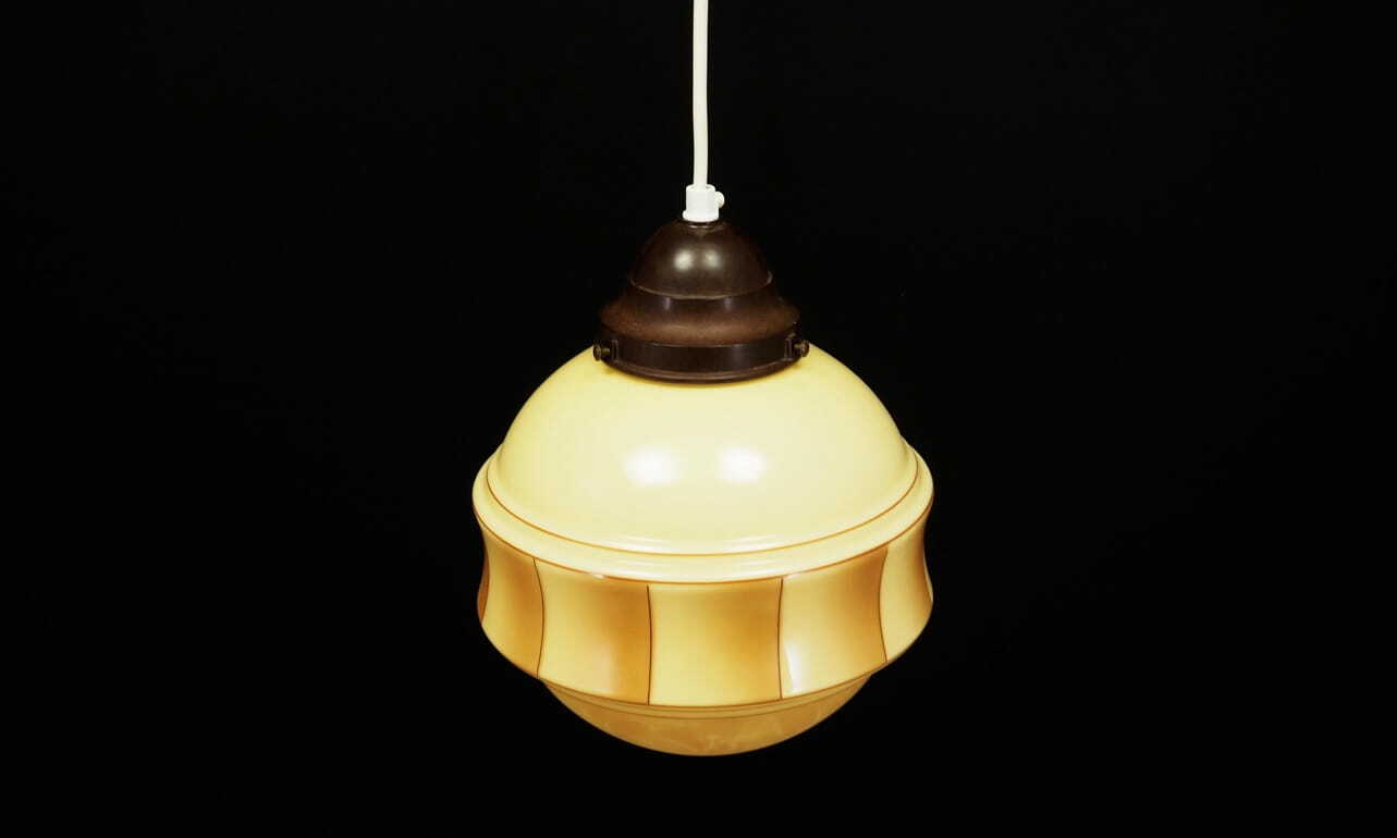 Vintage pendant lamp glass cream 1970s 2