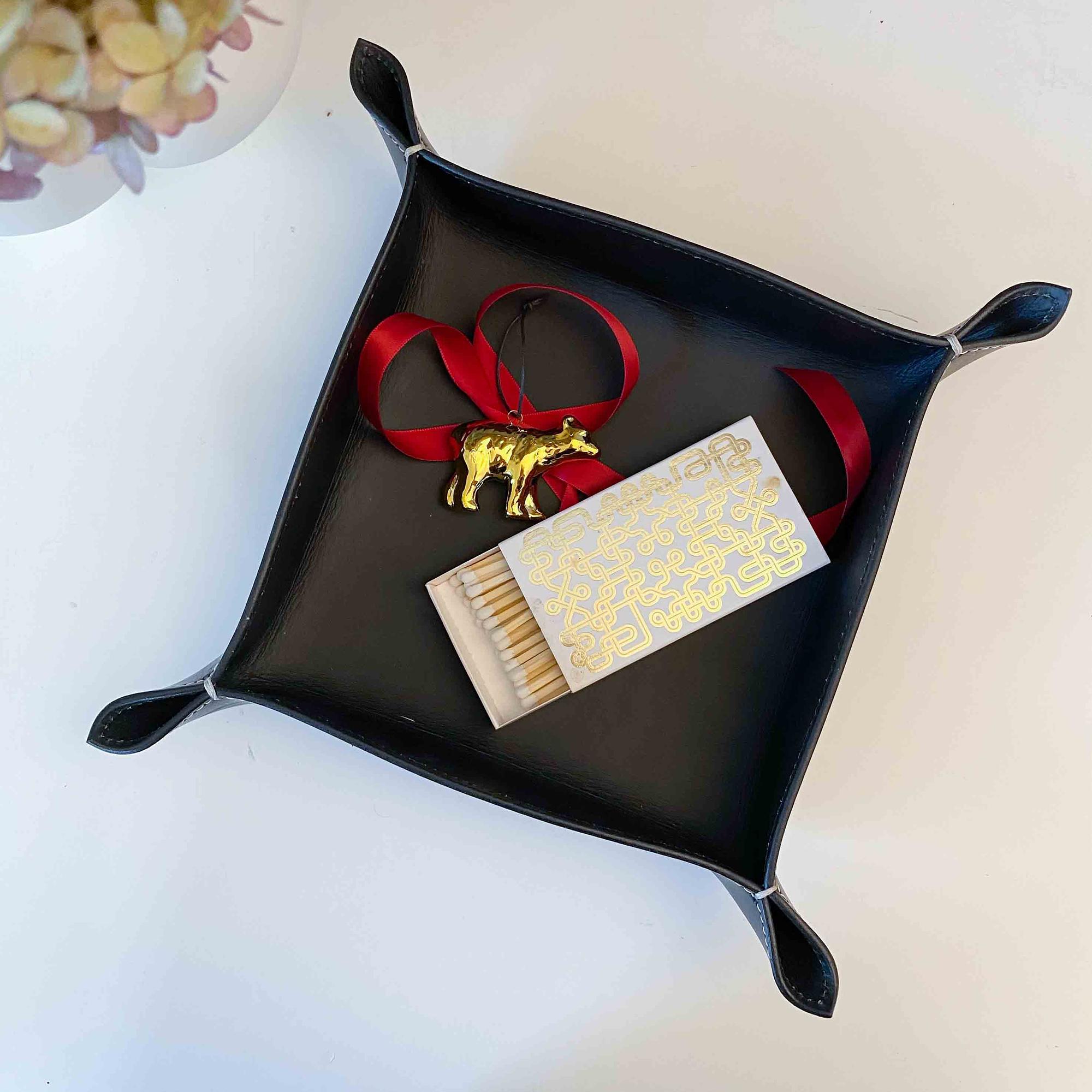 Bowl Leather Black 20x20 cm 3