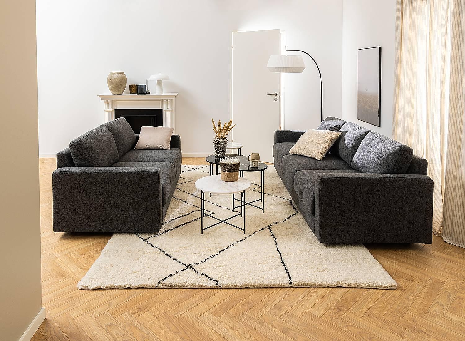 Marcocci Beistelltisch Marmor Metall Weiß Schwarz 4