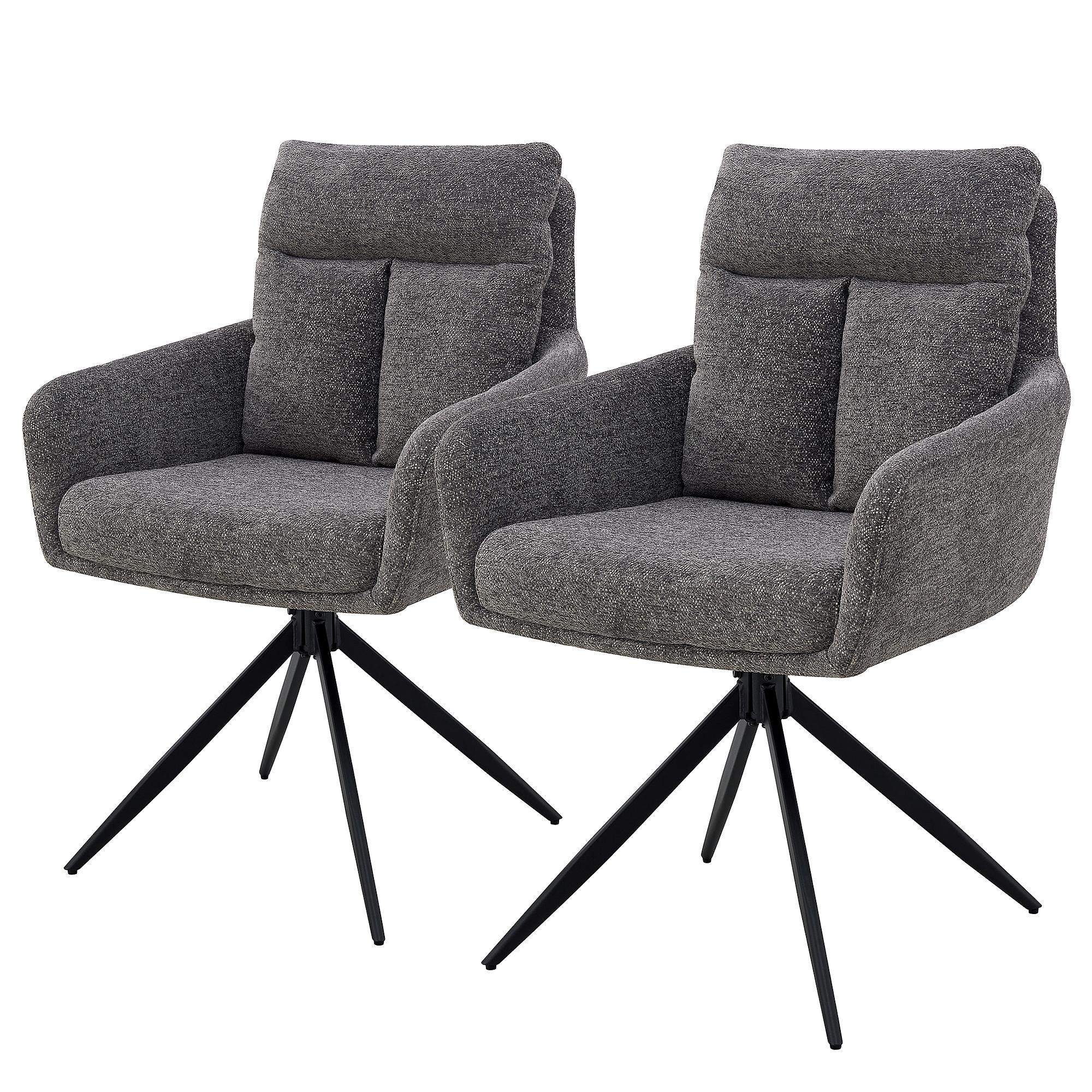 LOBBS Drehbarer Armlehnenstuhl 2er-Set Grau 0