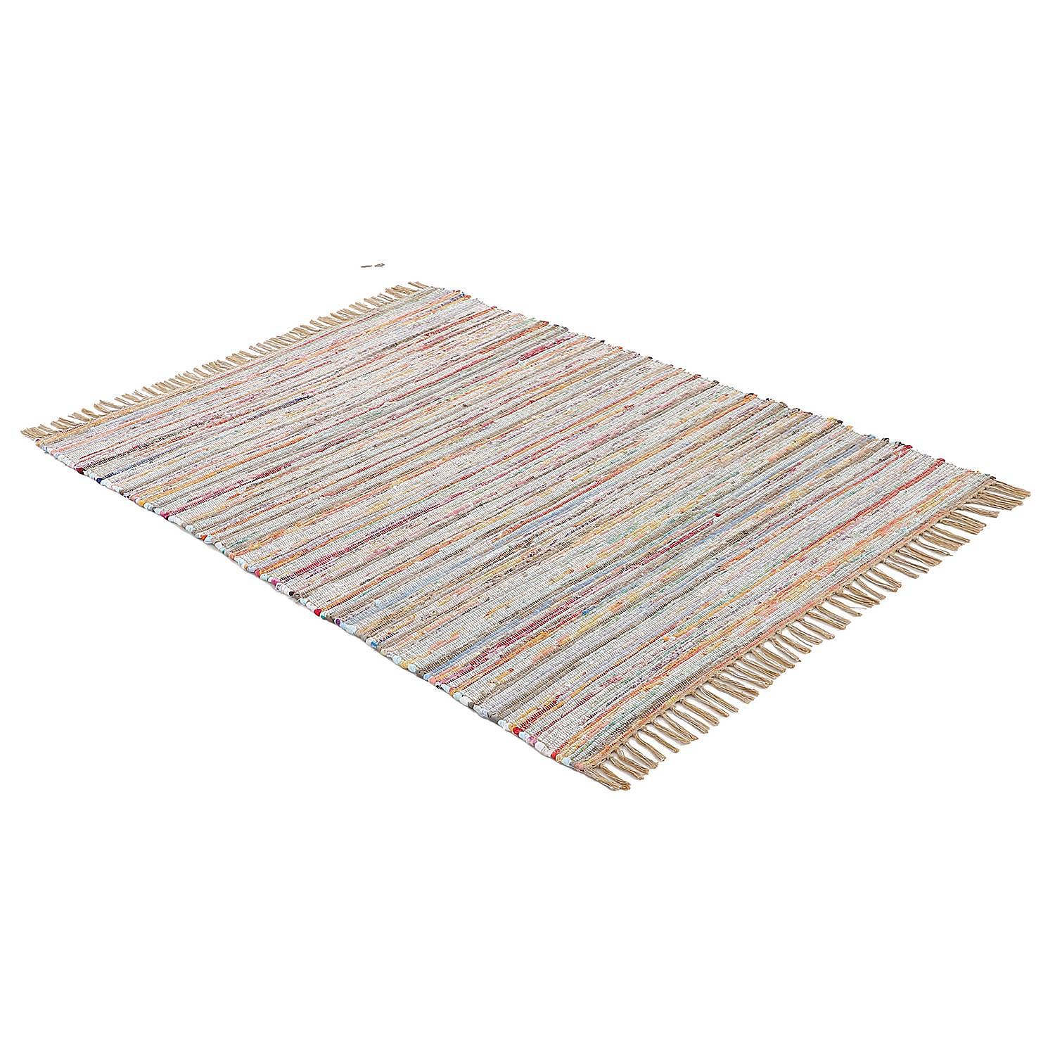 Kilim Chindi Teppich Baumwolle Polyester Taupe 60 x 110 cm 2