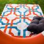 Outdoor-Kilim Teppich Blau Orange 230 x 300 cm 2
