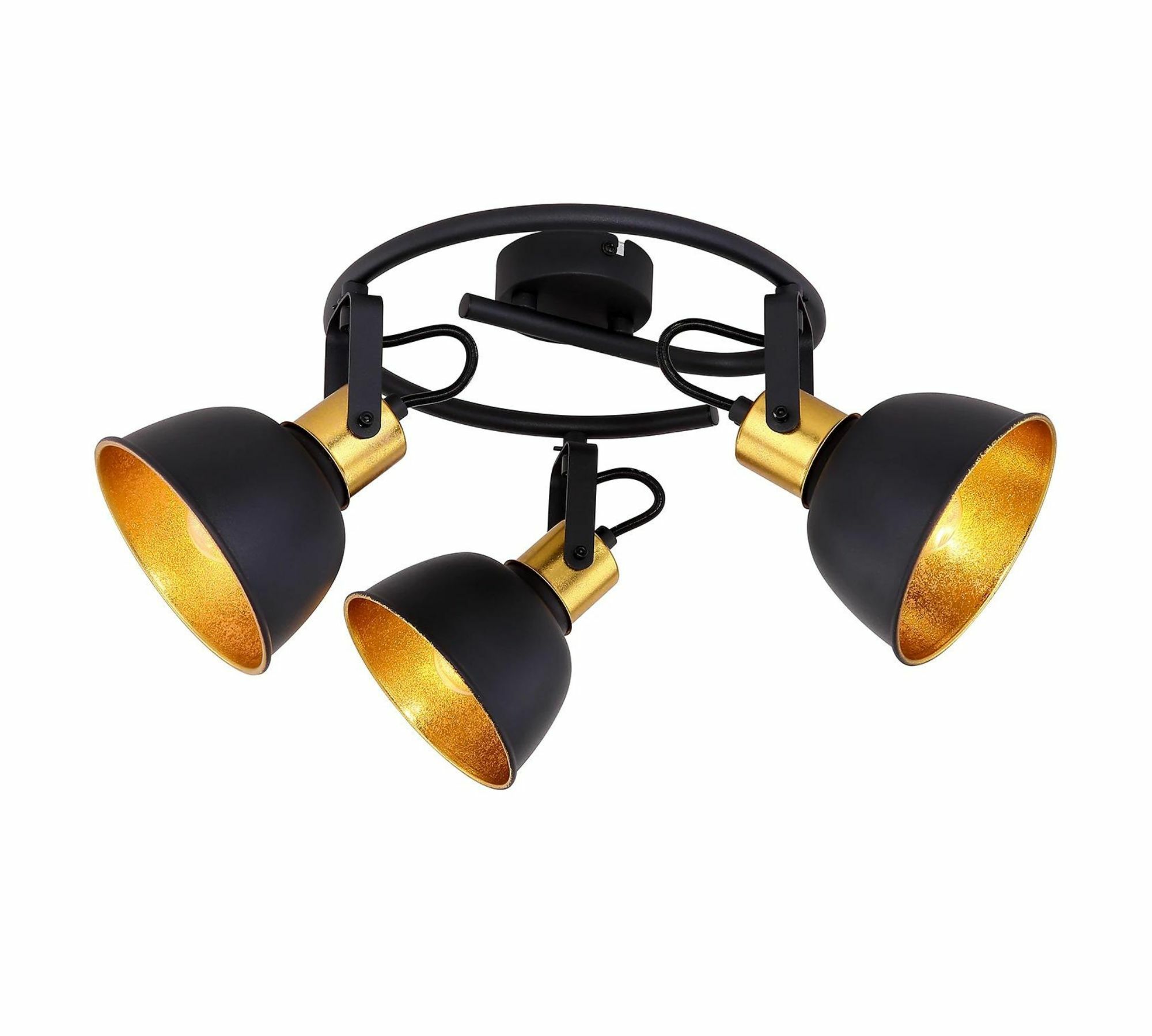 Deckenleuchte 3-flammig Eisen Schwarz Gold 0
