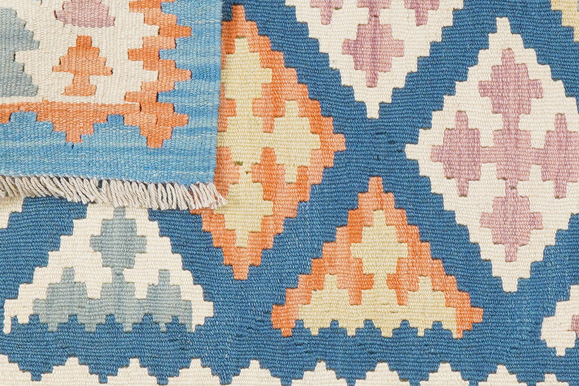 Kelim Gashgai Teppich Wolle Blau 4