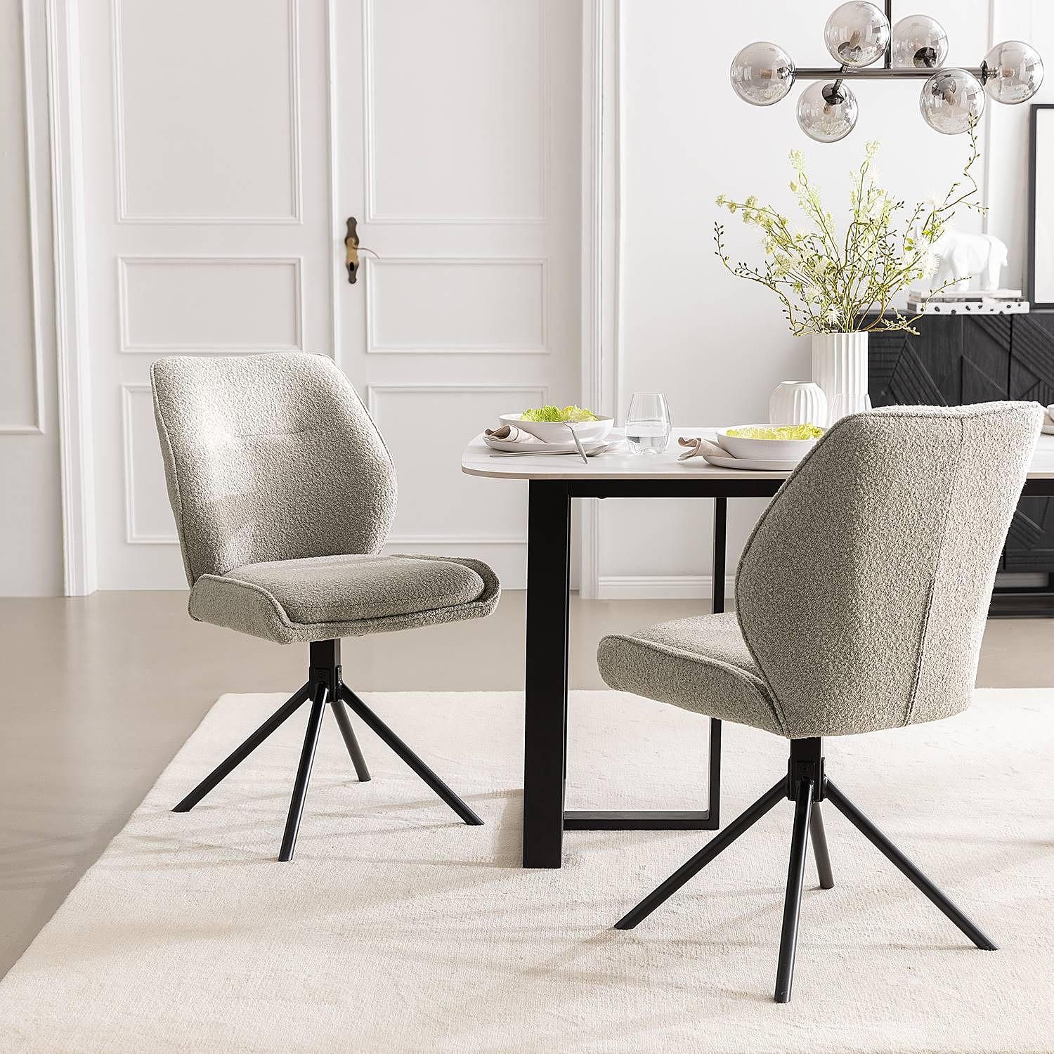 Mollvika Dining Chair Set of 2 Grey Bouclé  0