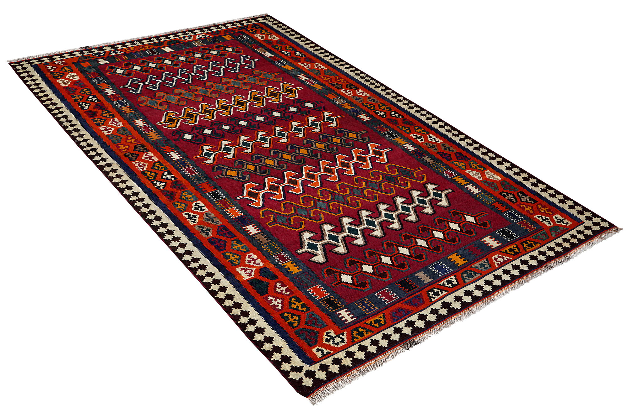 Kelim Gashgai Old Teppich Wolle Rot 2