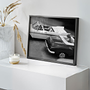 Parked Convertibles Art Print with Frame Black and White 3