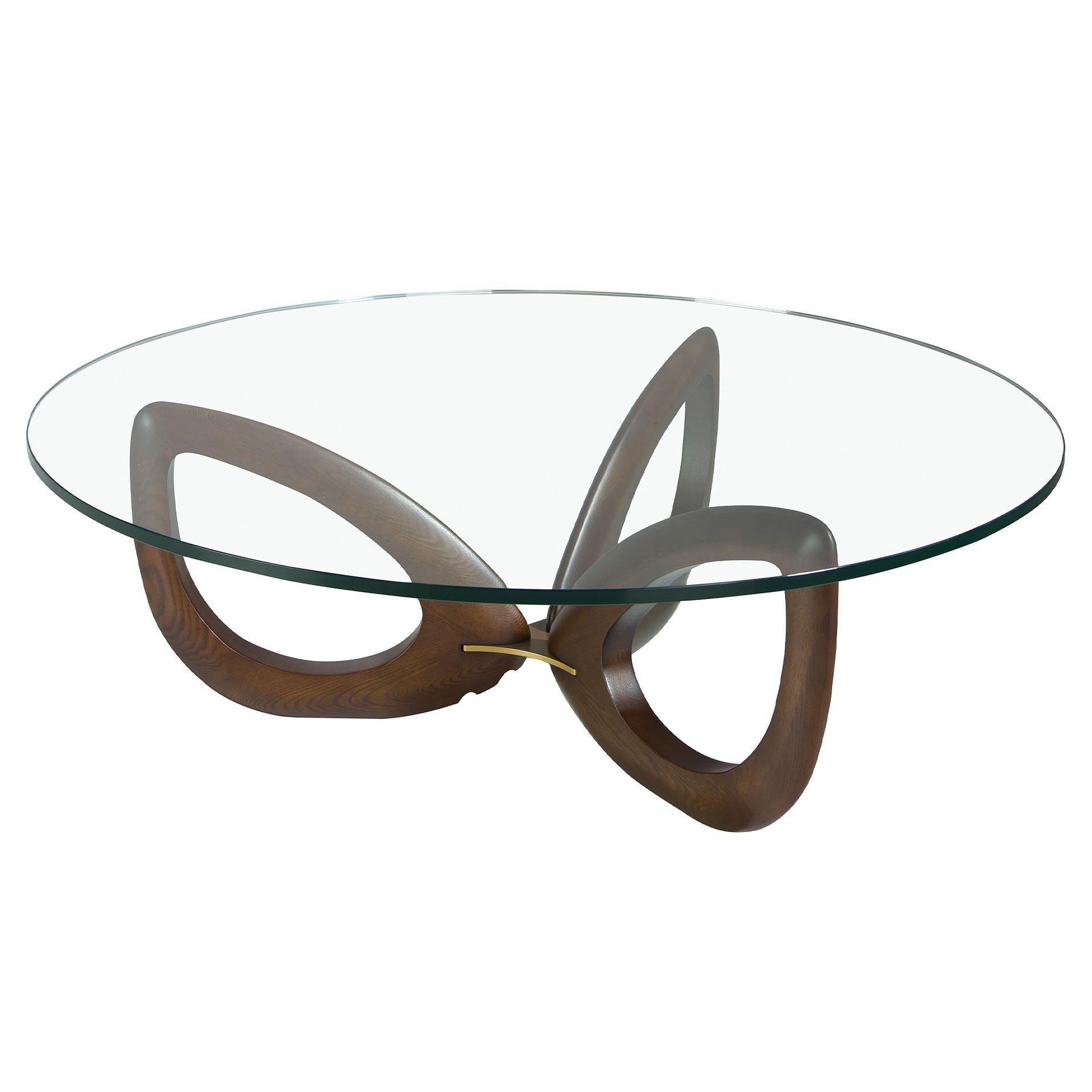 Runder Couchtisch Glas Braun 0