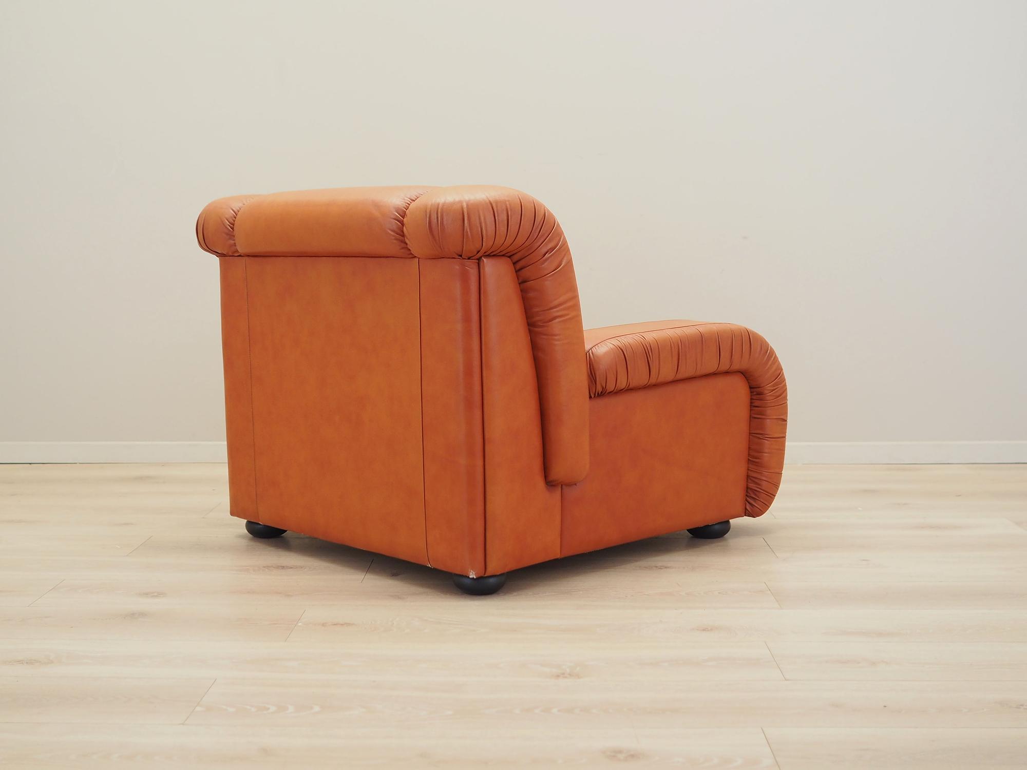 Sessel Leder Orange 1970er Jahre 6