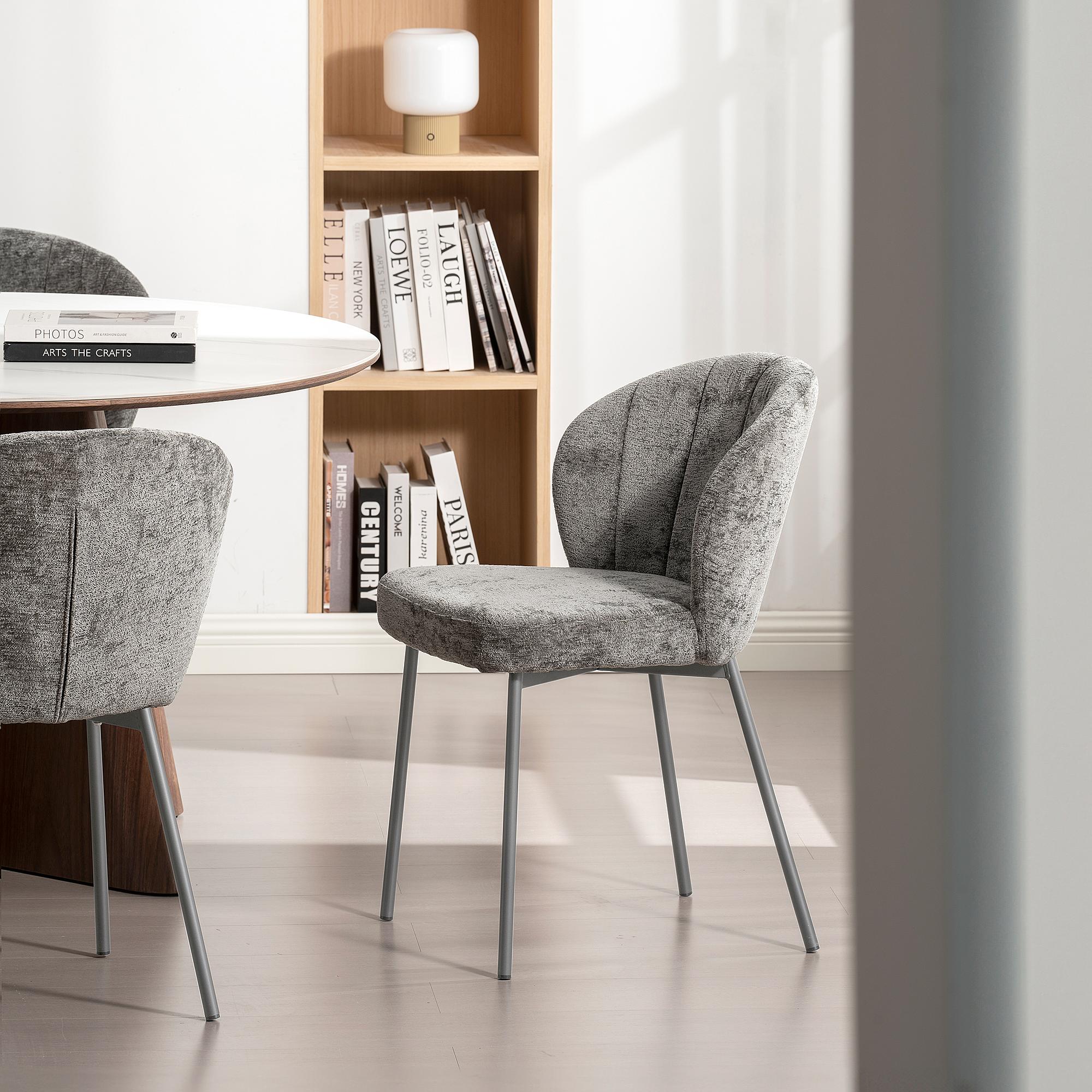 FIOLAA Upholstered Chair Set of 2 Grey 3