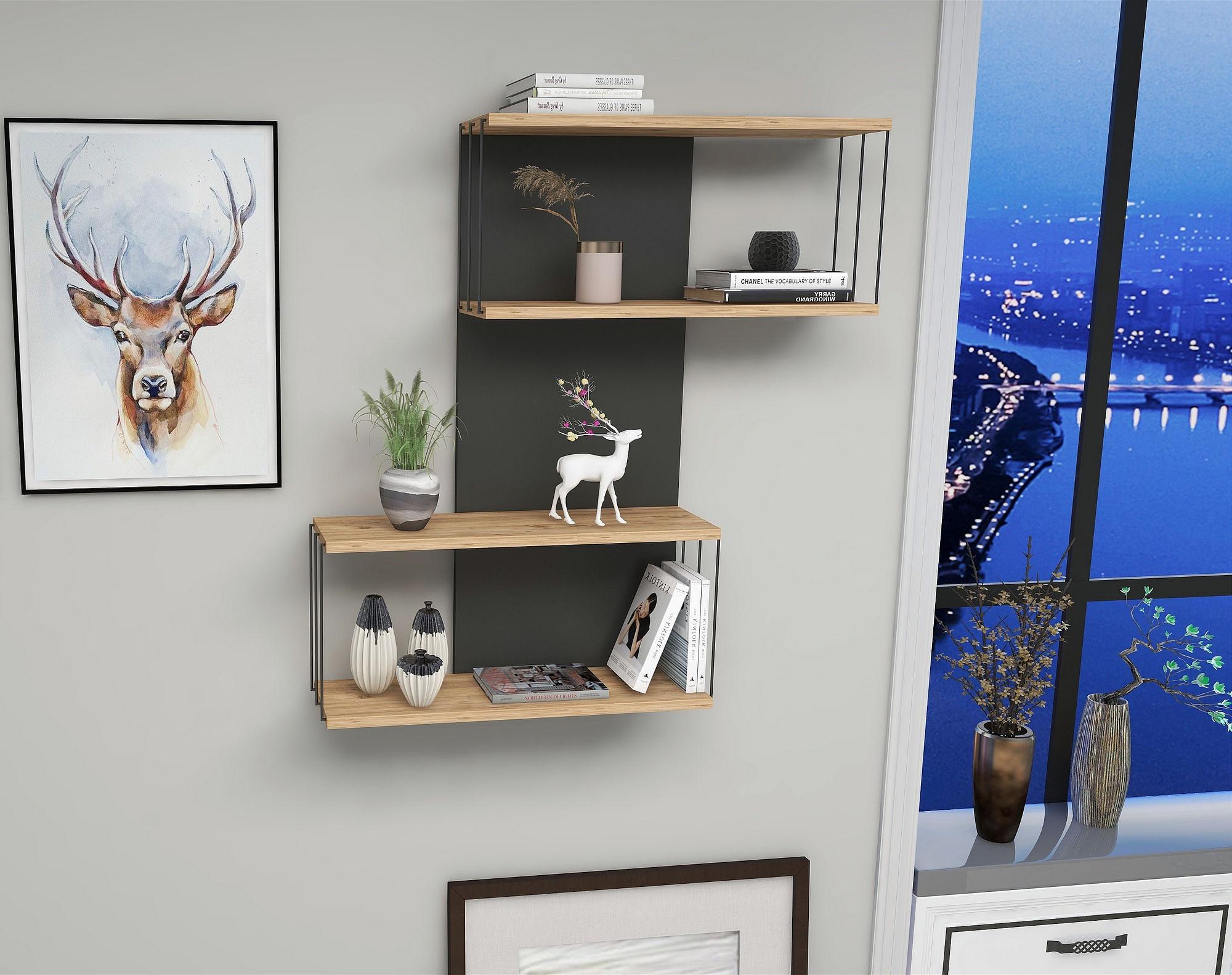 Destan Wandregal Holzfurnier Anthrazit 2