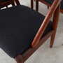 4x Vintage Armchair Teak Textile Black 1970s 8