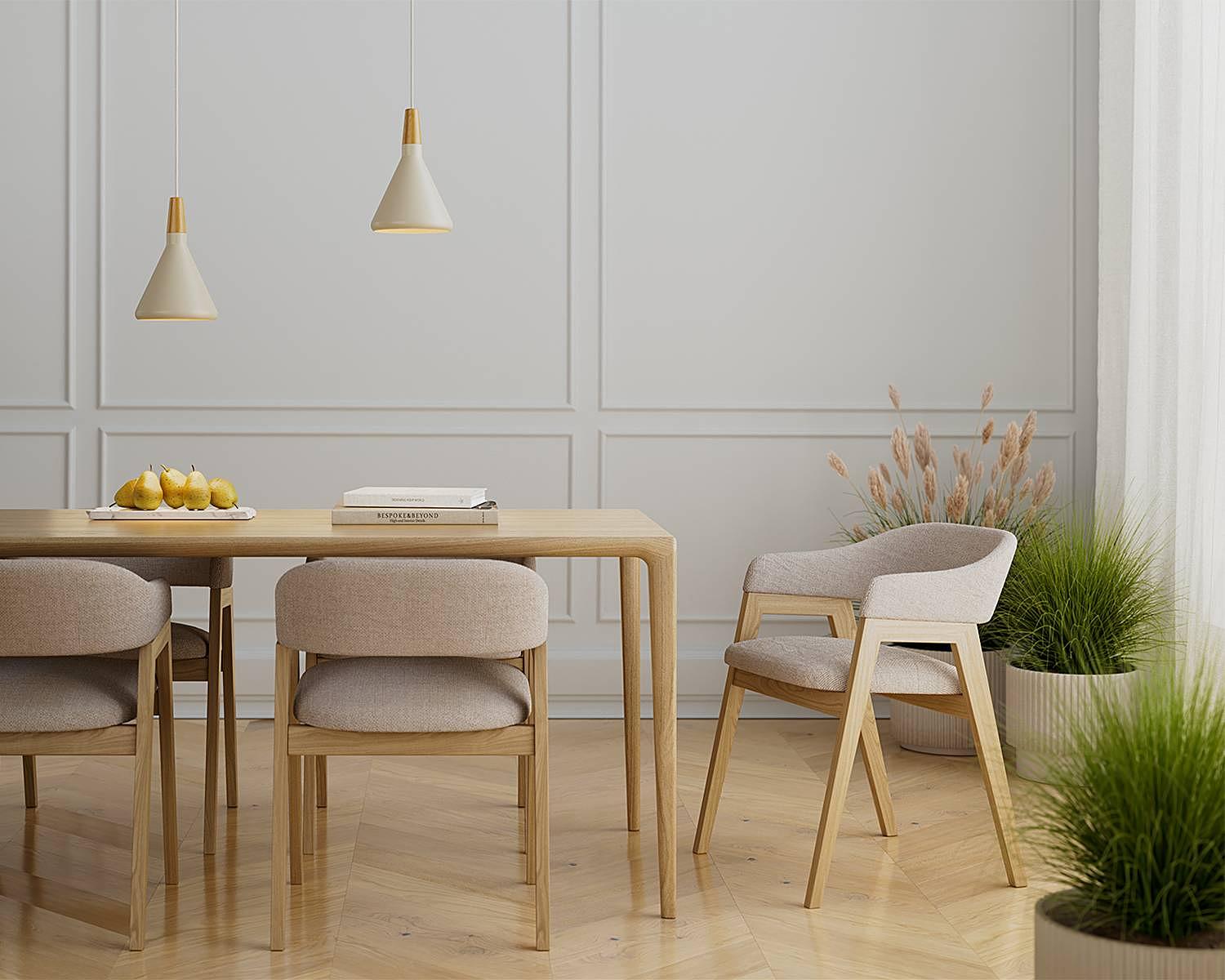 Pendant light SCANDICE 1-Light Iron Pine wood 2
