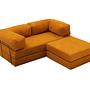 Comfort Schlafsofa 2-Sitzer mit Hocker Orange 7