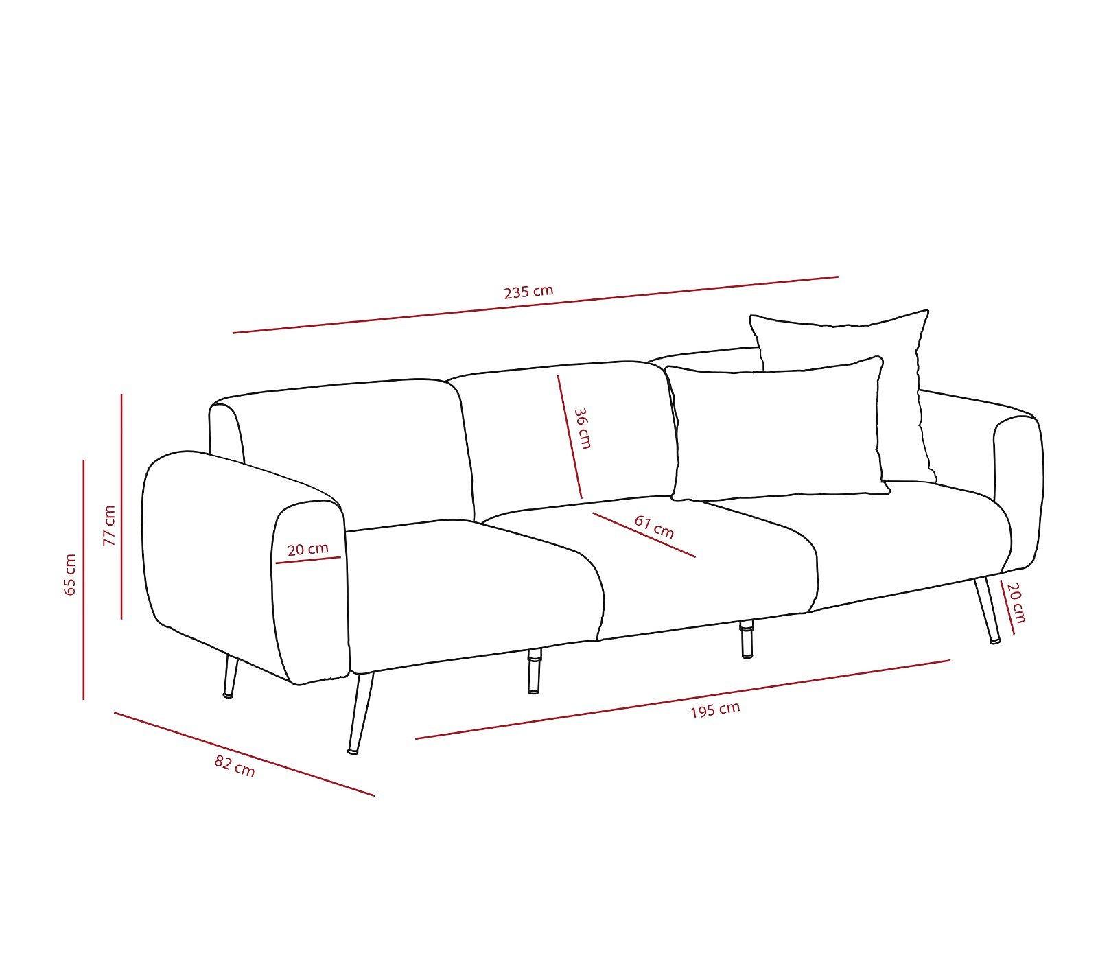 Side Sofa 3-Sitzer Anthrazit 8