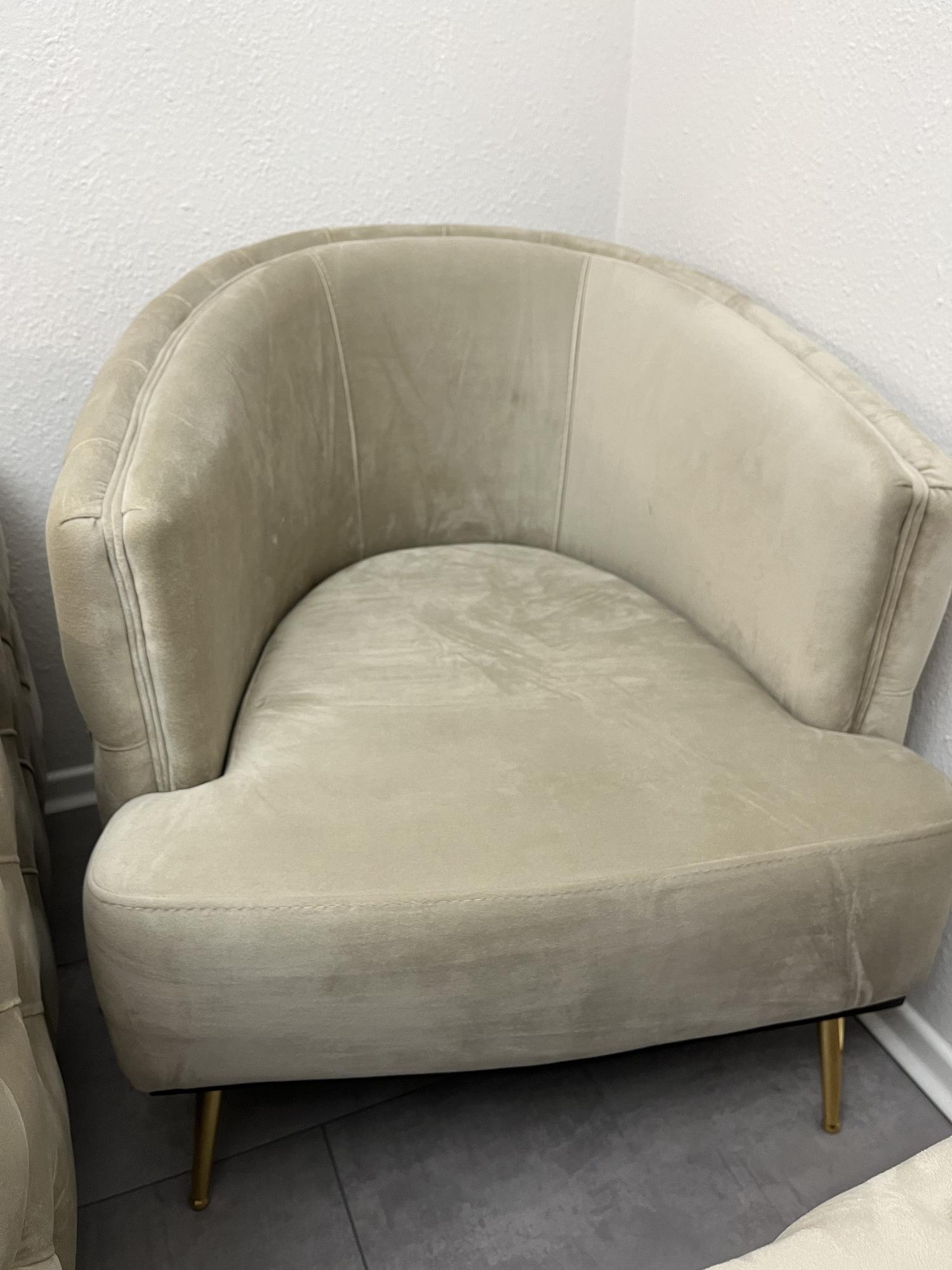 2x Sofa & Sessel Samt Beige 3