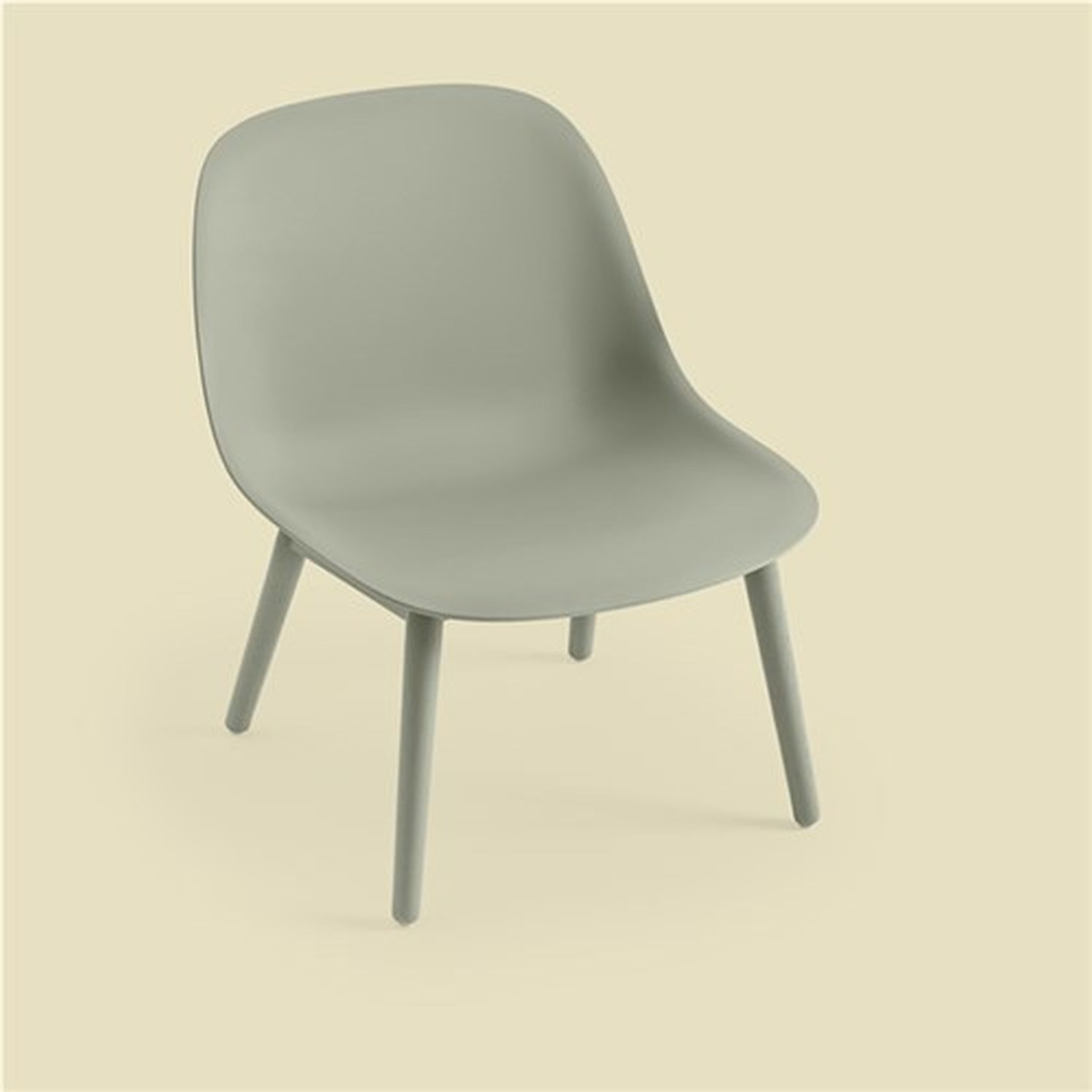 Fiber Lounge-Stuhl Kunststoff Holz Grün 1