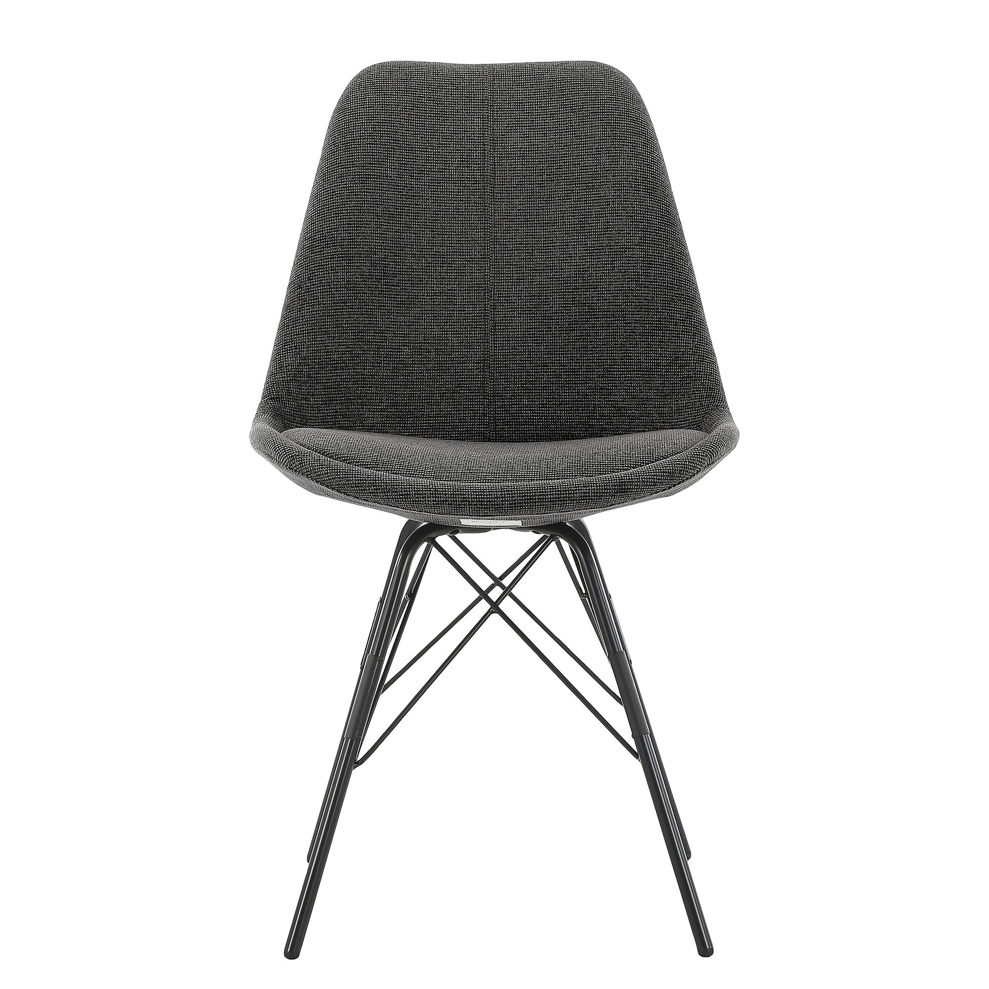 2x Bonito Upholstered Chair Structured Fabric Steel Black Grey 1