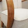 Vintage Sessel Eichenholz Textil Creme 1950er Jahre 12