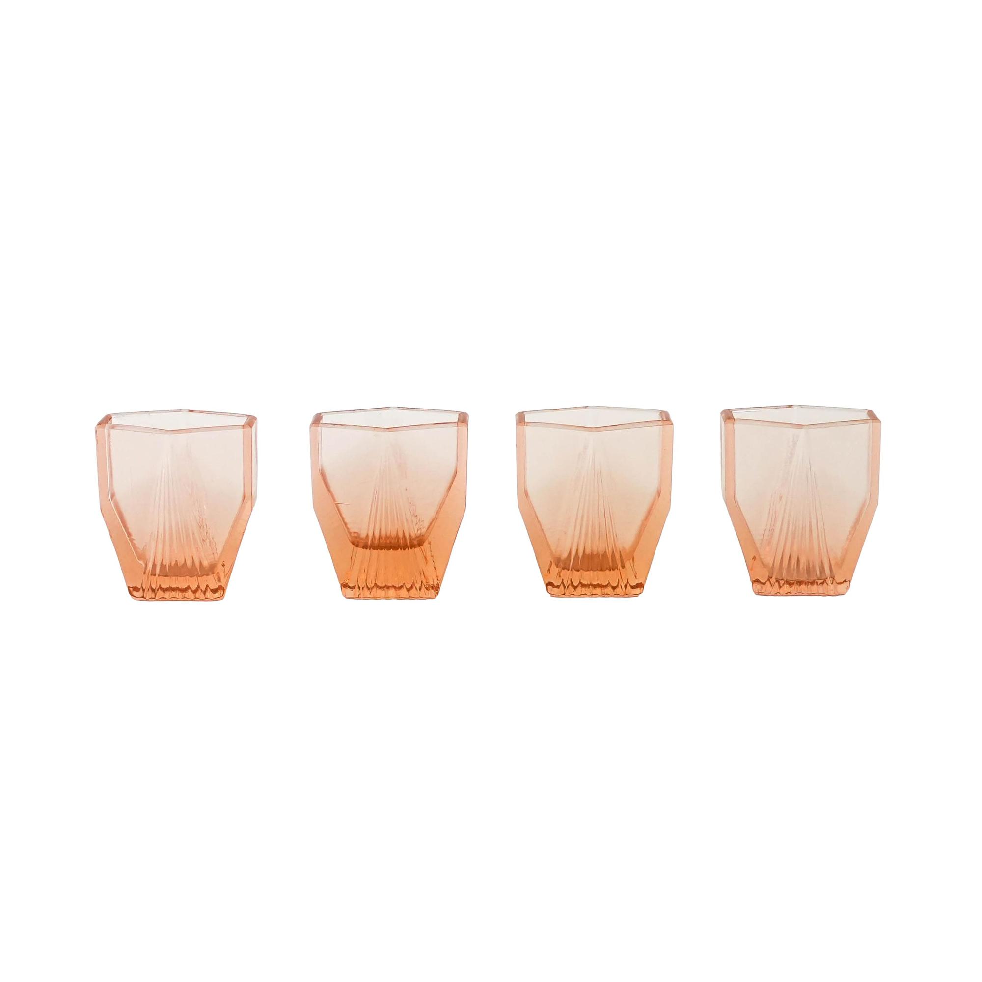 4x Art deco schnapps glasses Pink 1930s 0