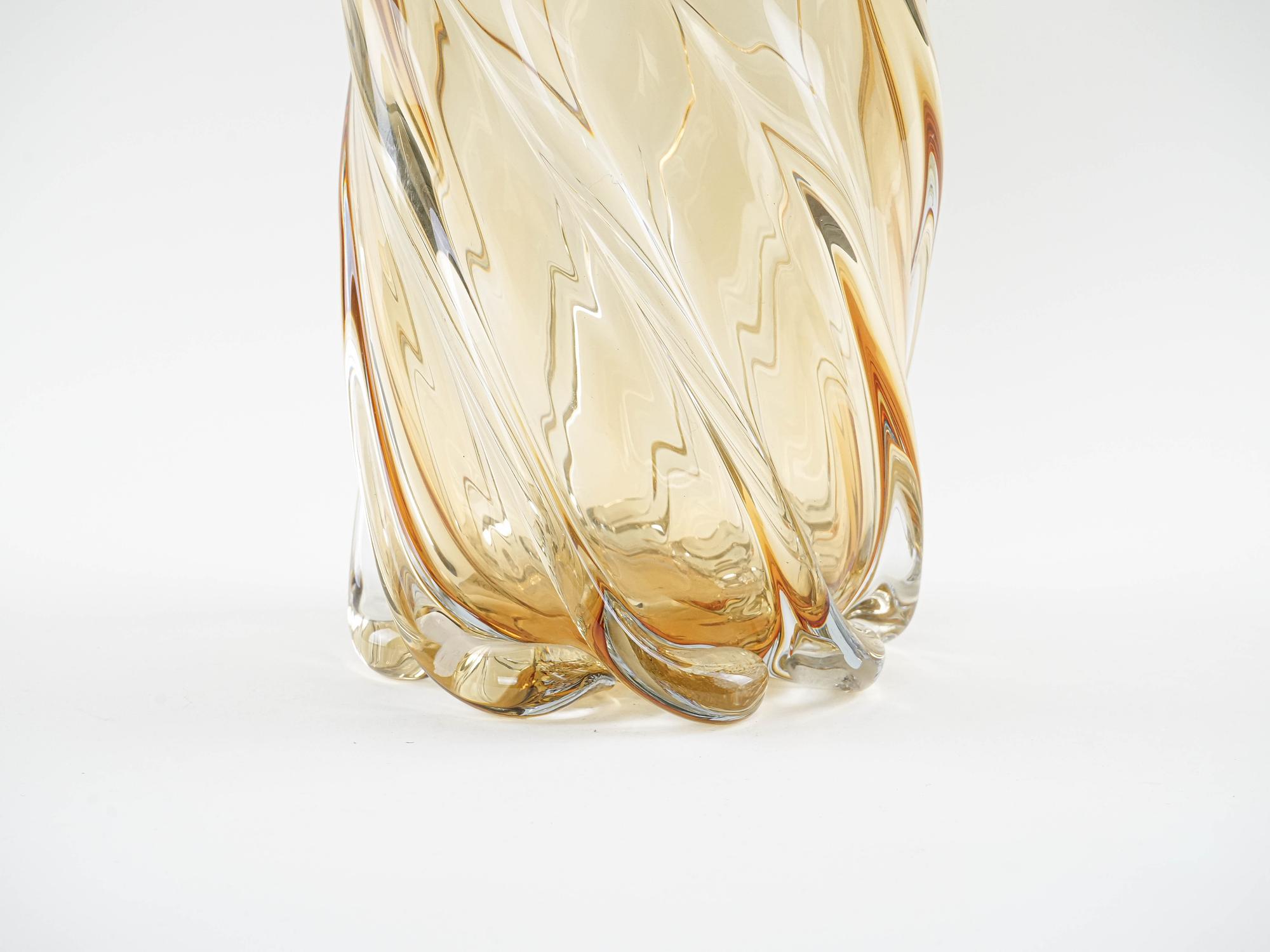 Decorative glass vase Yellow 1960s 2