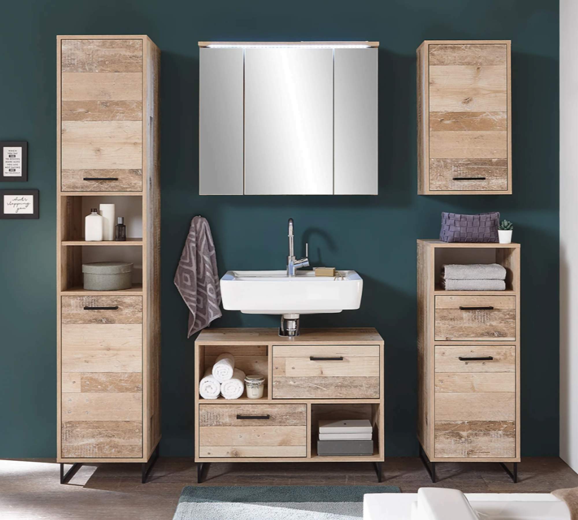 Waschbeckenunterschrank Holz Used Wood Dekor 1