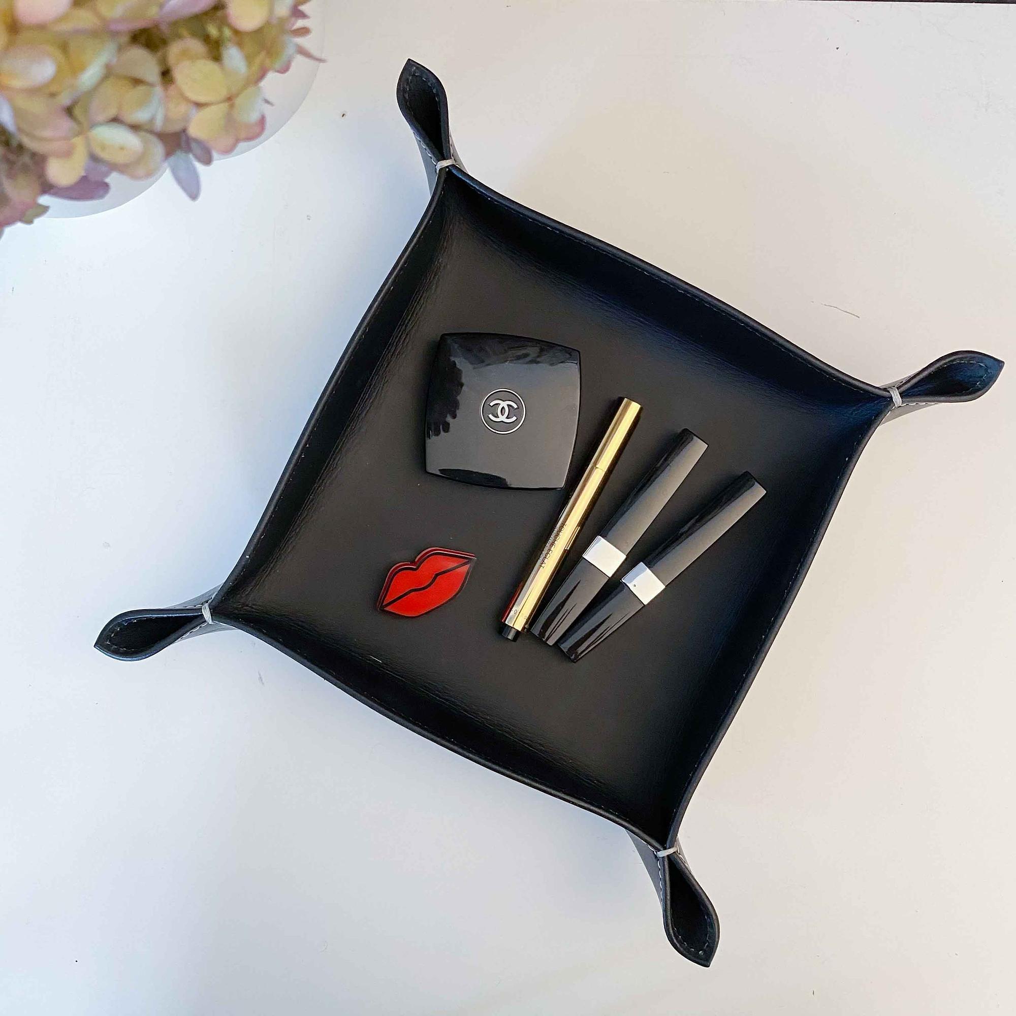 Schale Leder Schwarz 20x20 cm 2