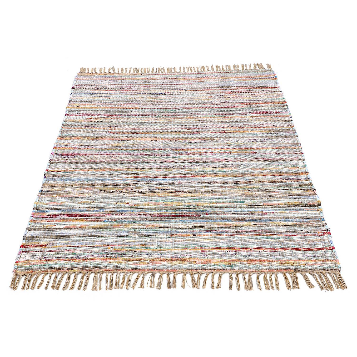 Kilim Chindi Teppich Baumwolle Polyester Taupe 60 x 110 cm 1