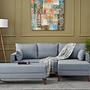 Bella Sofa Récamiere Rechts mit Hocker Blau 0